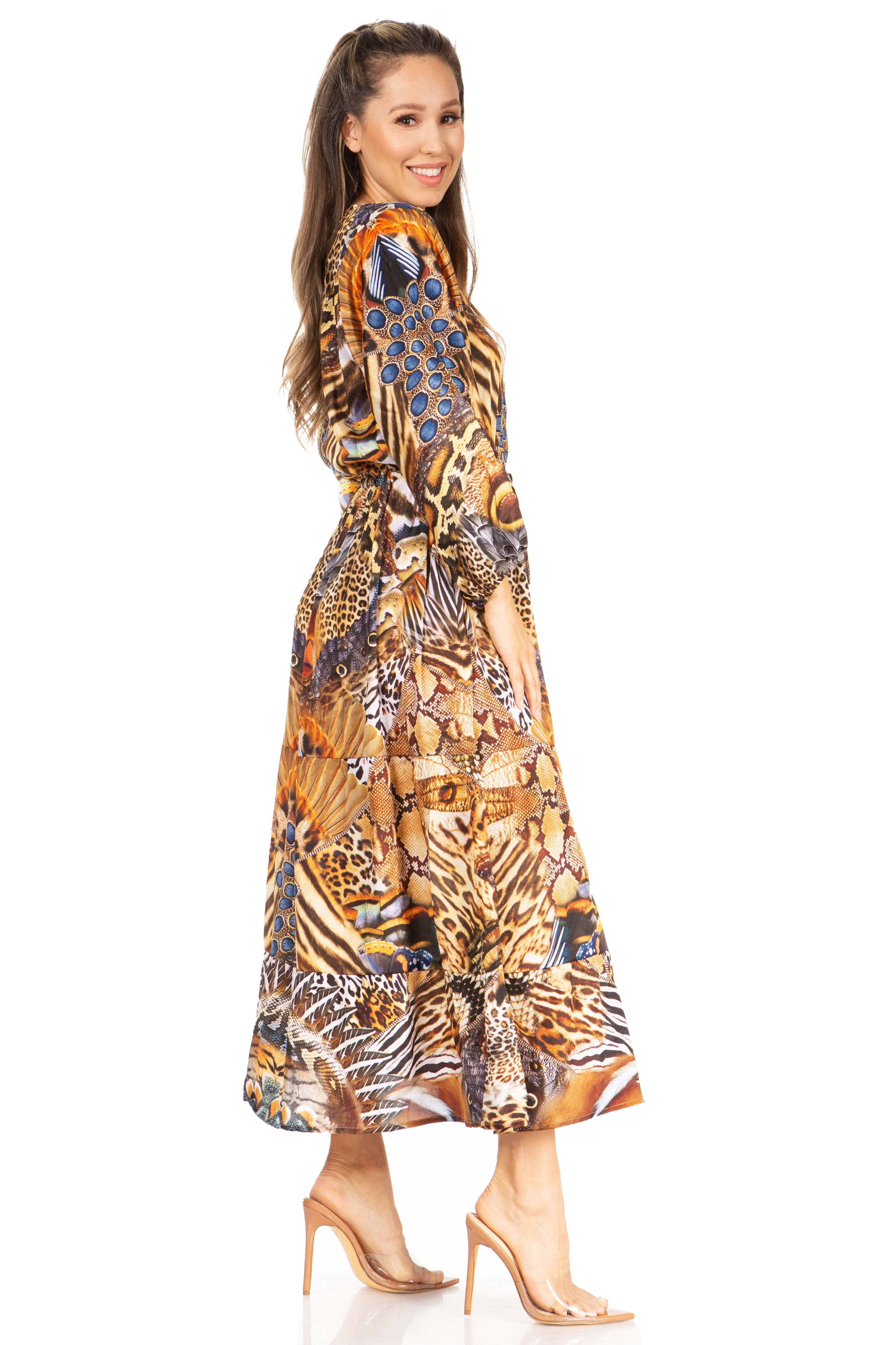 Sakkas Katty Floral Print Women's Boho Maxi Dress - Image 8