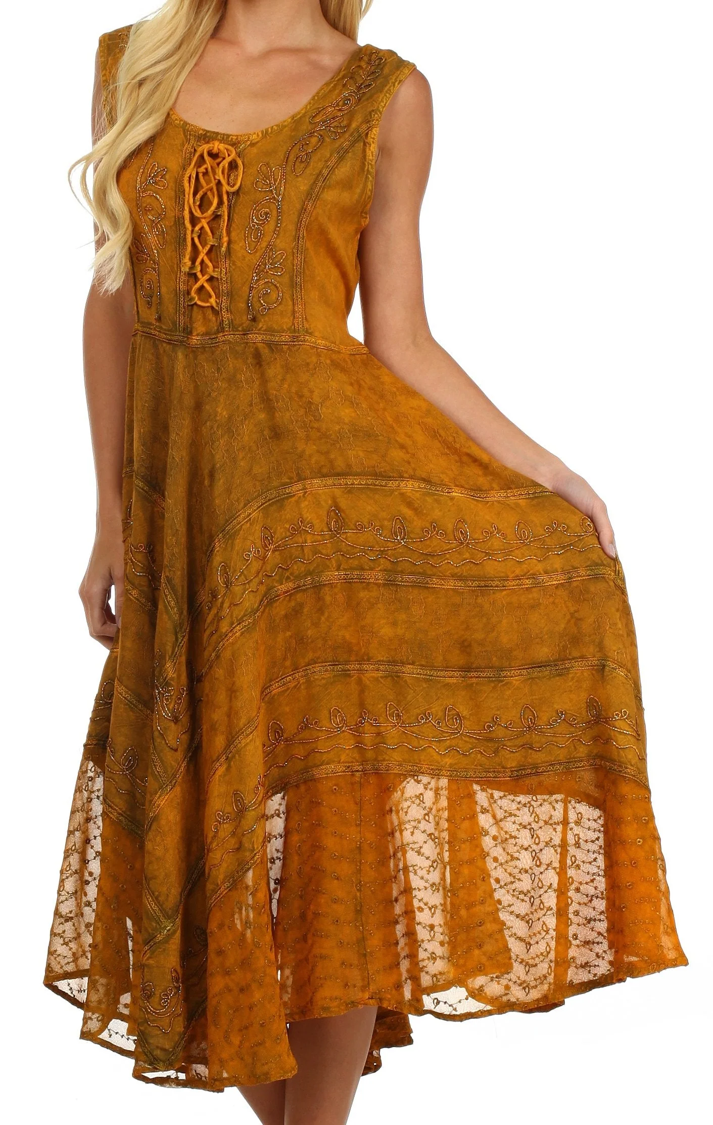 Sakkas Kevina Stonewashed Rayon Embroidered Dress - Image 19