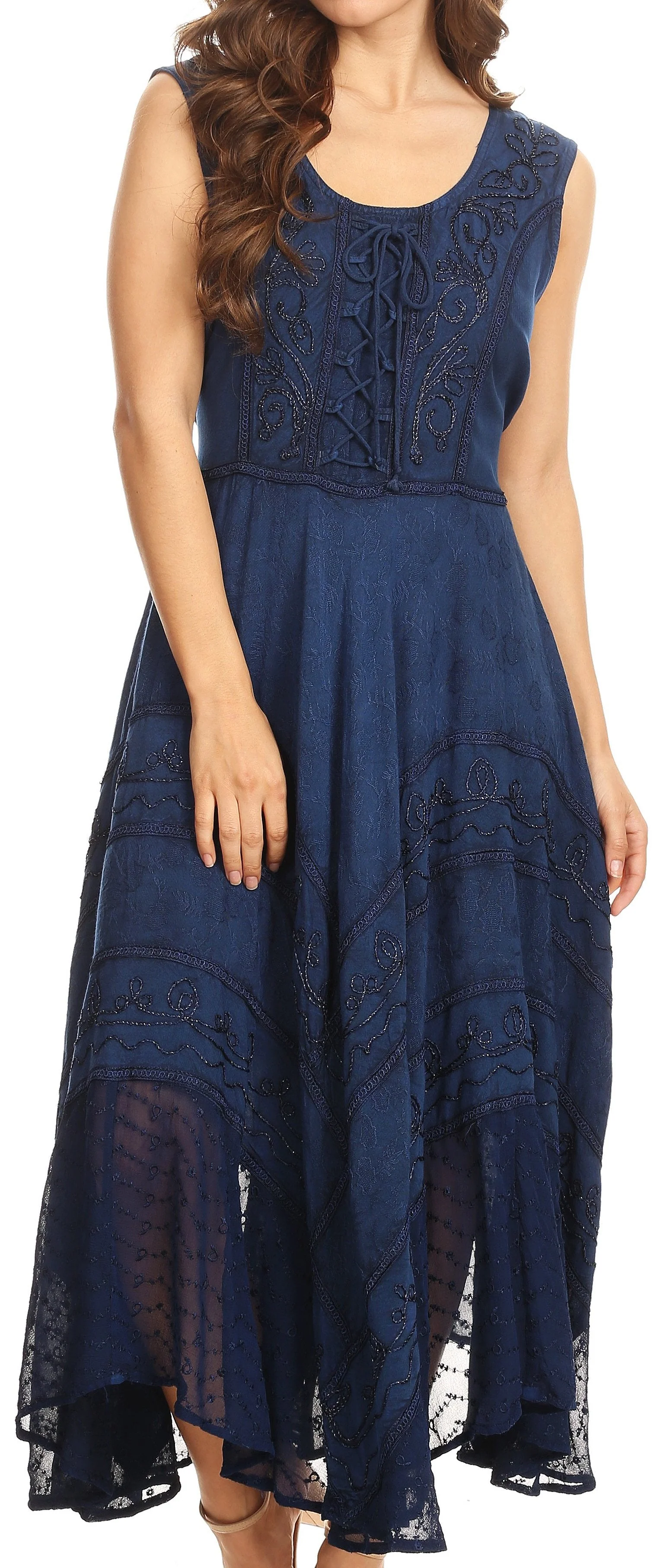 Sakkas Kevina Stonewashed Rayon Embroidered Dress - Image 34