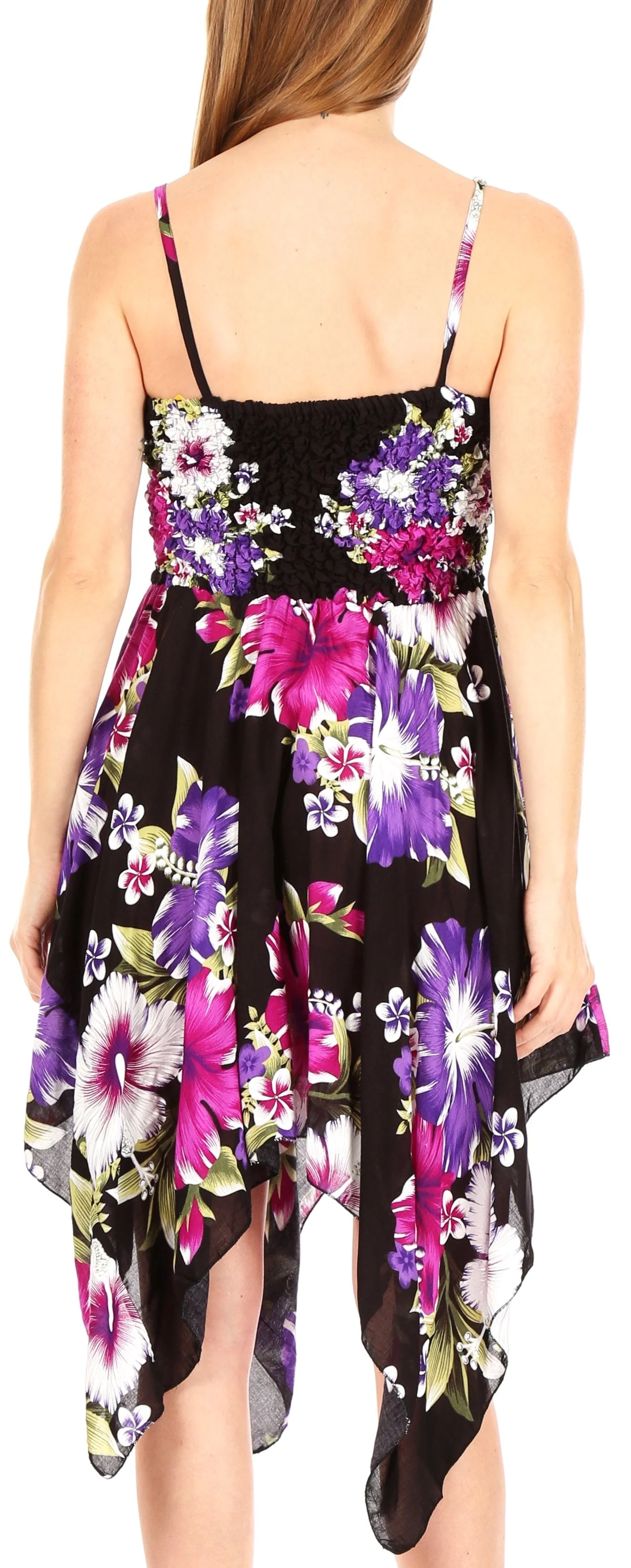 Sakkas Kiera Women's Tube Spaghetti Strap Floral Print Summer Casual Short Dress - Image 12