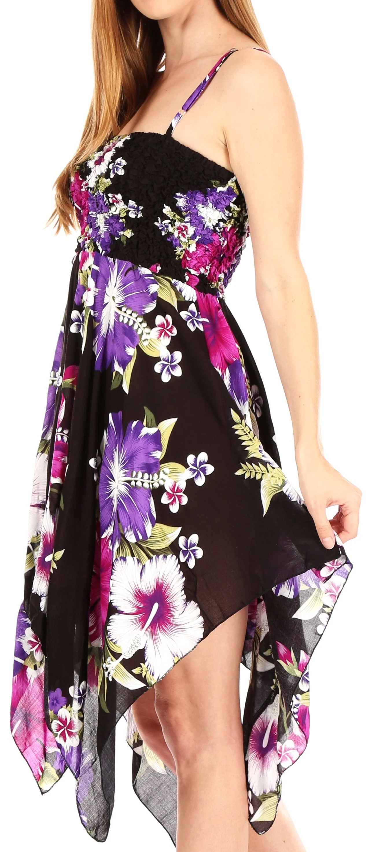 Sakkas Kiera Women's Tube Spaghetti Strap Floral Print Summer Casual Short Dress - Image 13