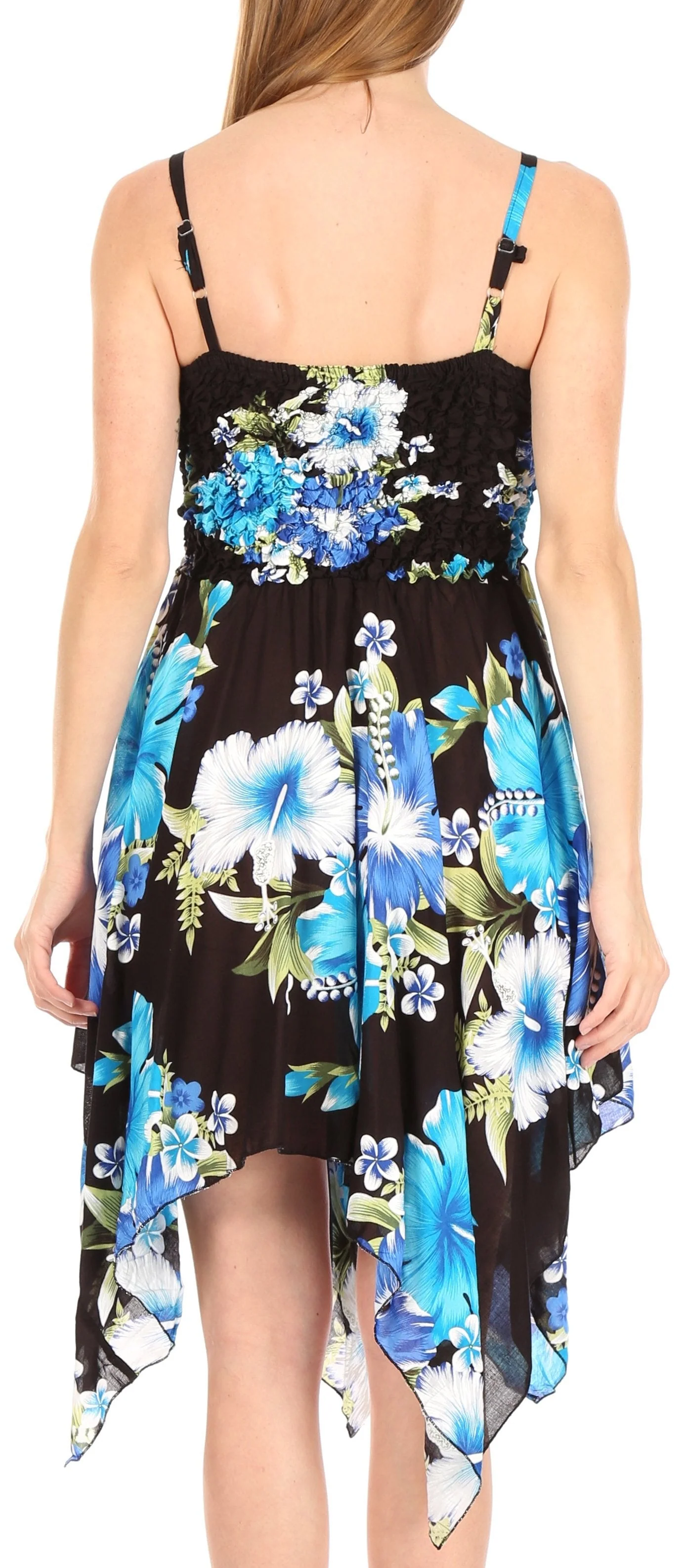 Sakkas Kiera Women's Tube Spaghetti Strap Floral Print Summer Casual Short Dress - Image 2