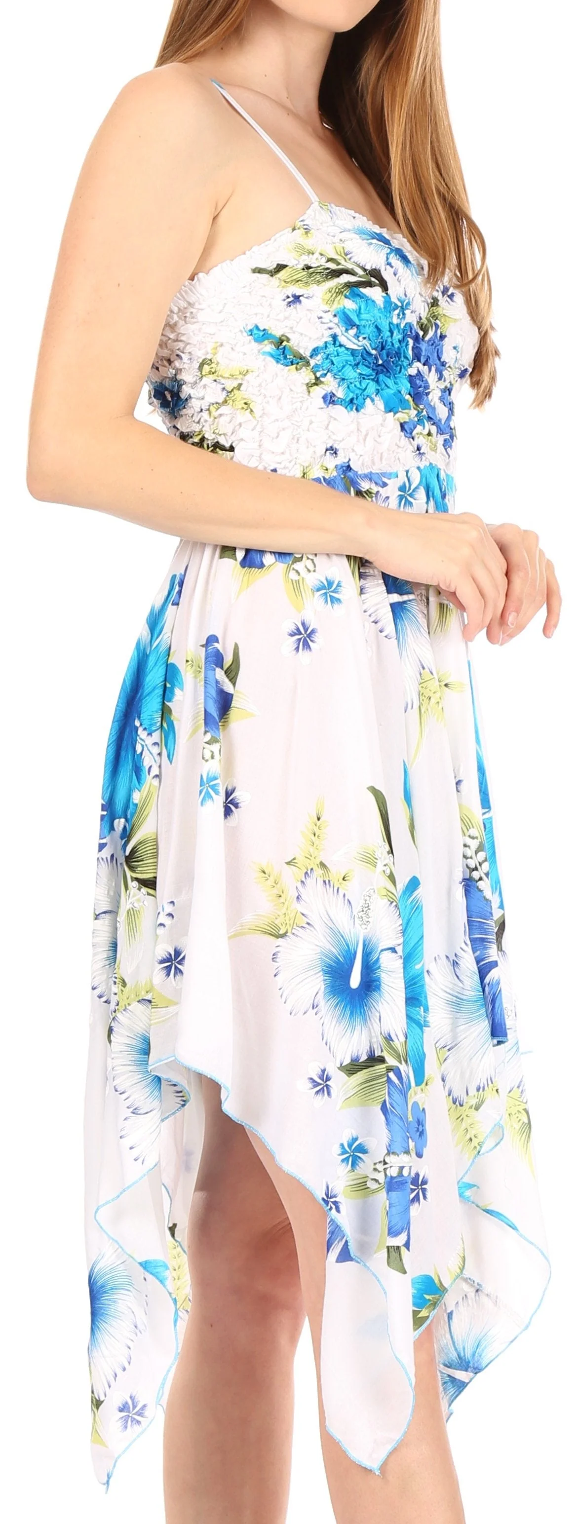 Sakkas Kiera Women's Tube Spaghetti Strap Floral Print Summer Casual Short Dress - Image 29
