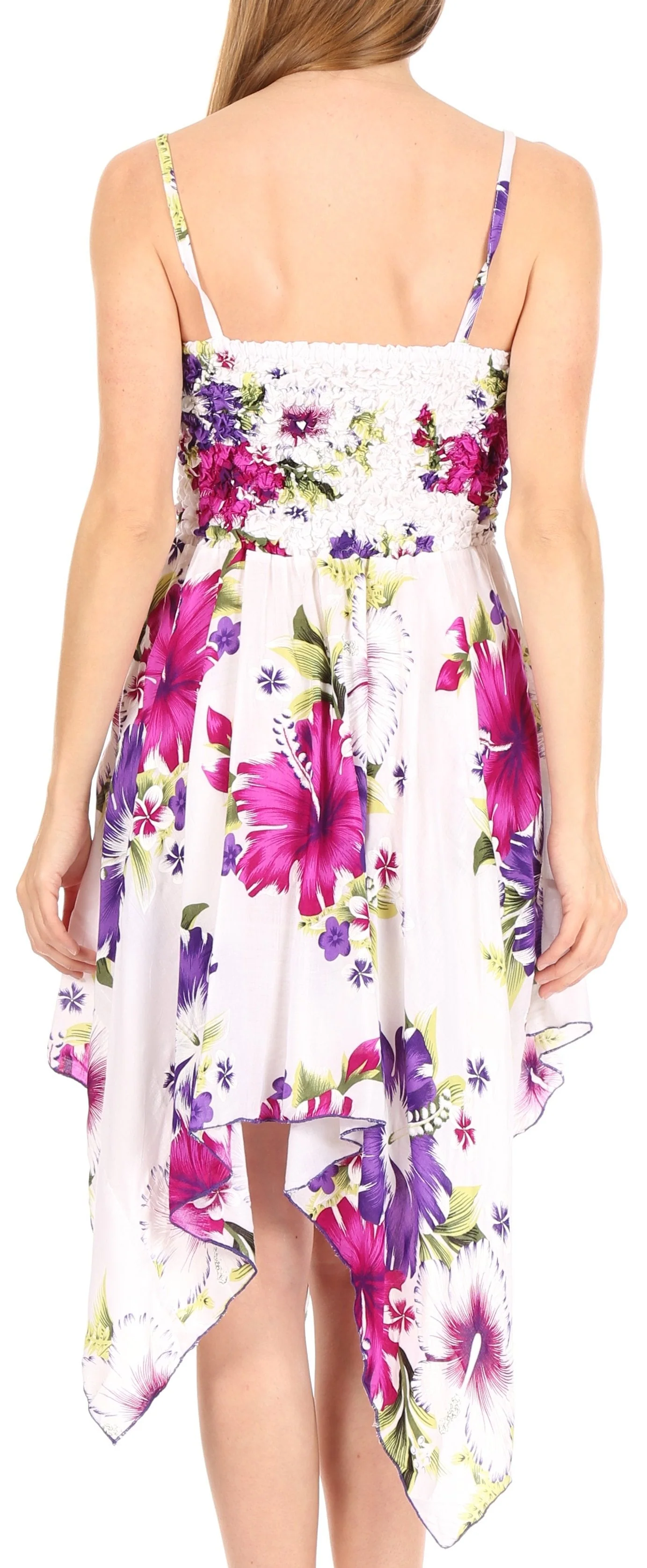 Sakkas Kiera Women's Tube Spaghetti Strap Floral Print Summer Casual Short Dress - Image 37