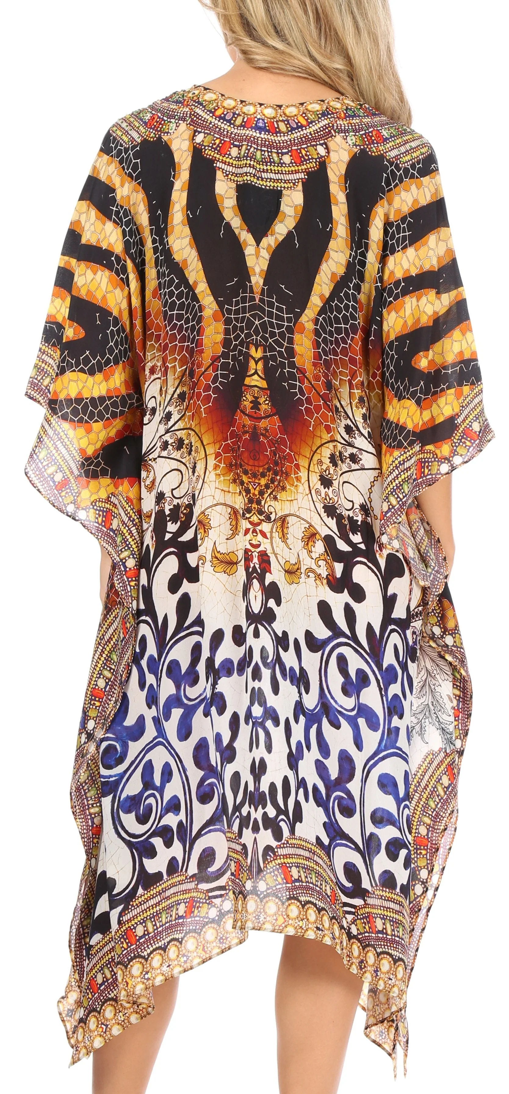 Sakkas Kristy Long Tall Lightweight Caftan Dress / Cover Up With V-Neck Jewels - Image 107