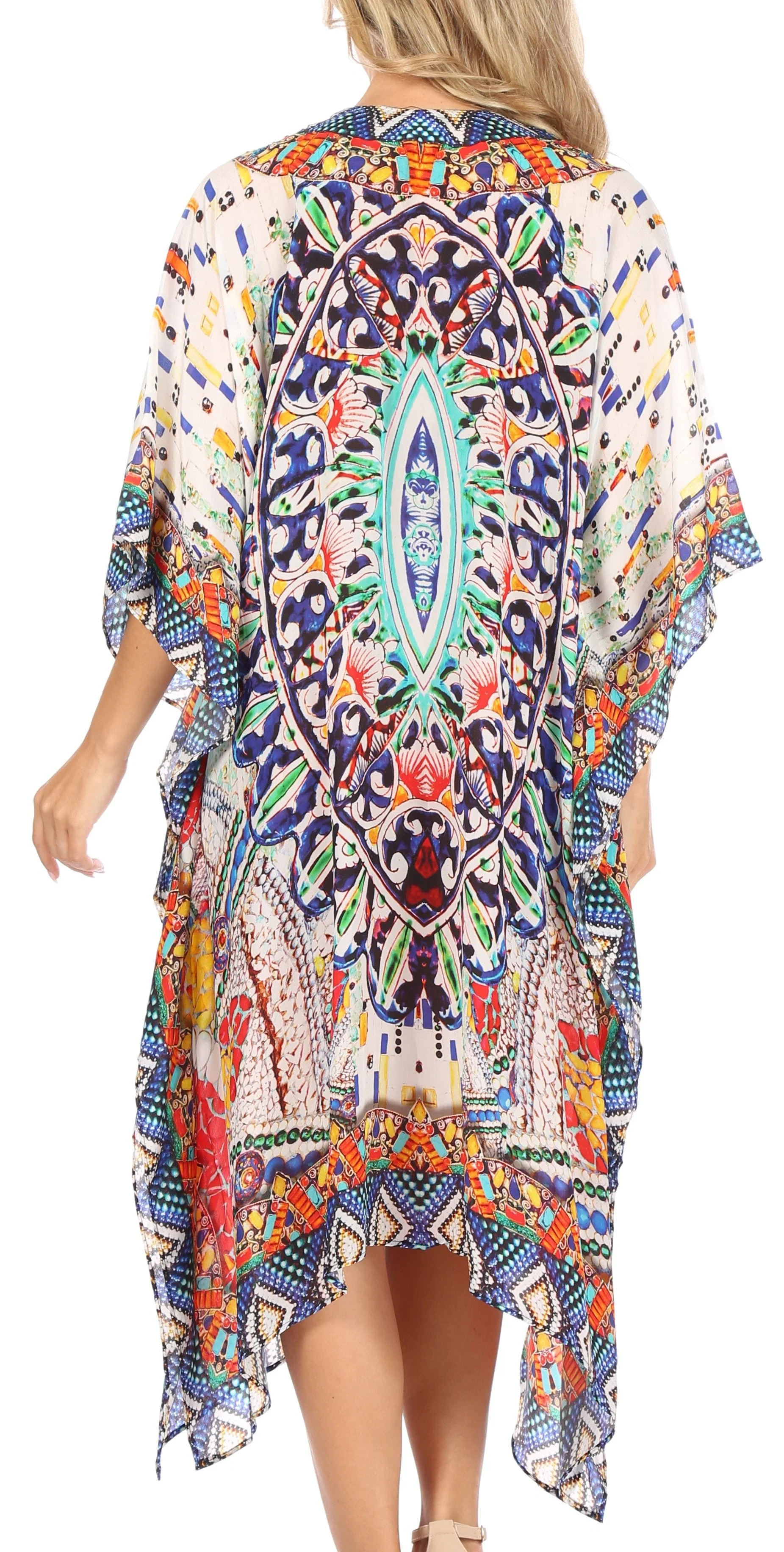 Sakkas Kristy Long Tall Lightweight Caftan Dress / Cover Up With V-Neck Jewels - Image 122
