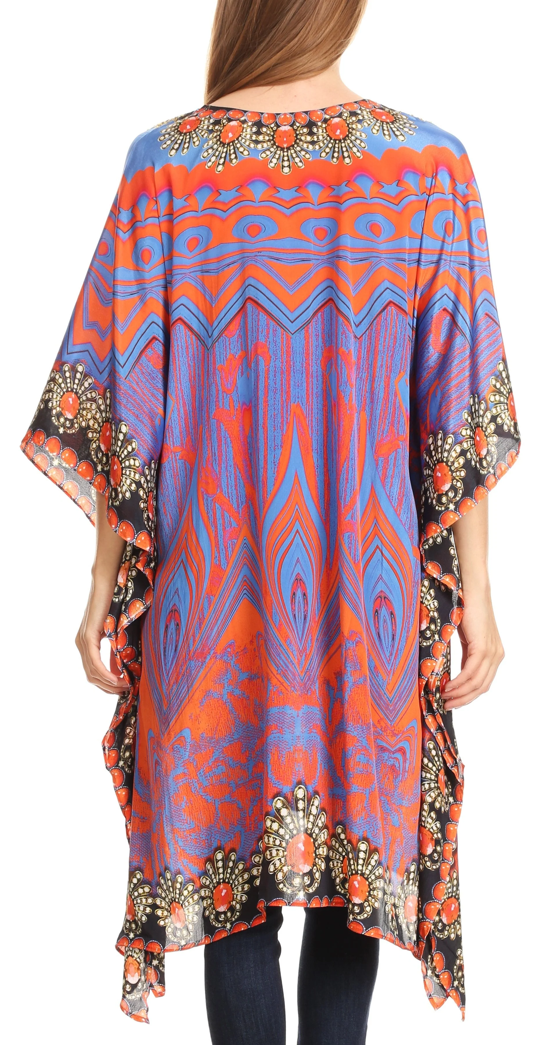 Sakkas Kristy Long Tall Lightweight Caftan Dress / Cover Up With V-Neck Jewels - Image 137