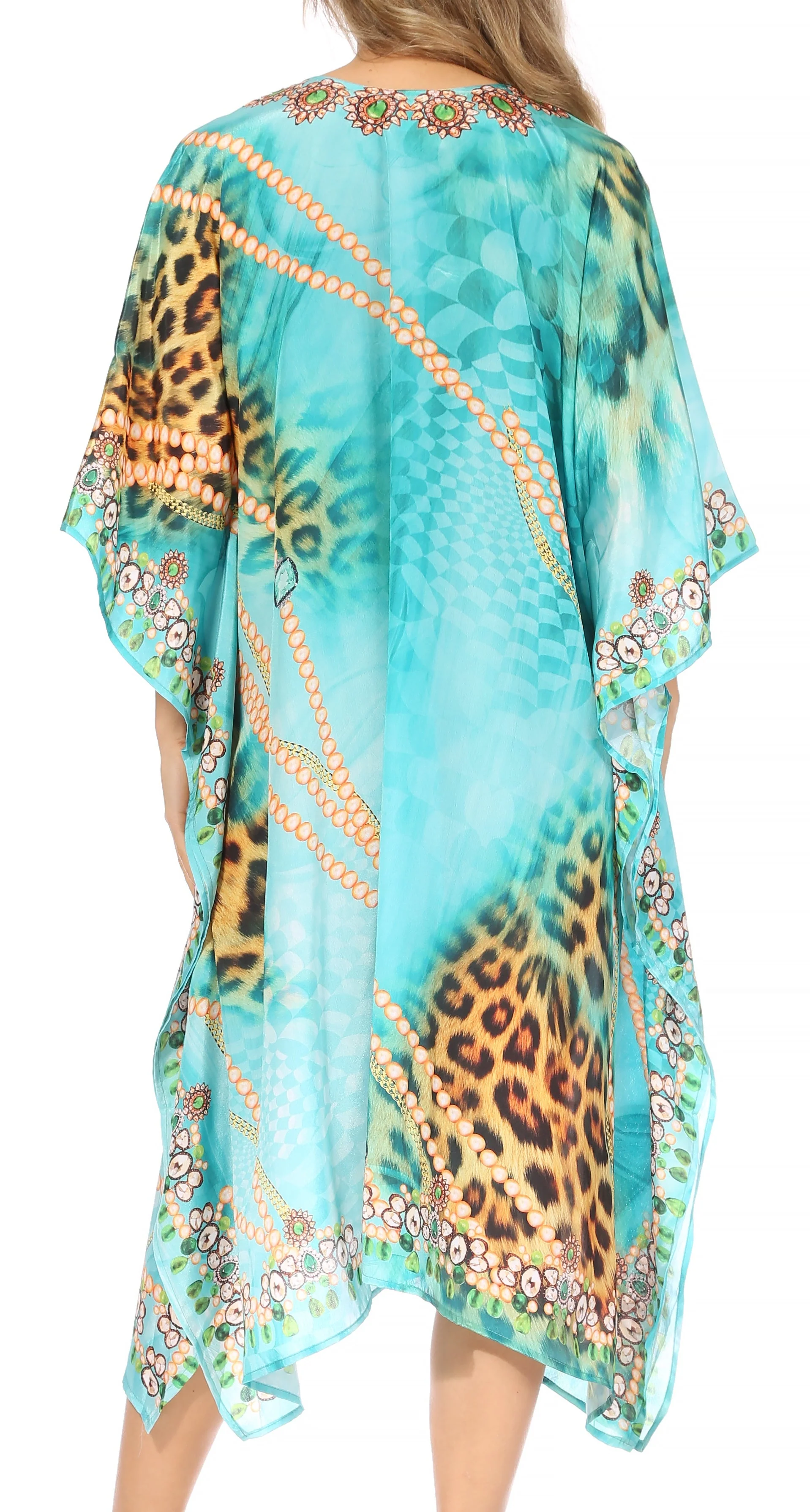 Sakkas Kristy Long Tall Lightweight Caftan Dress / Cover Up With V-Neck Jewels - Image 142