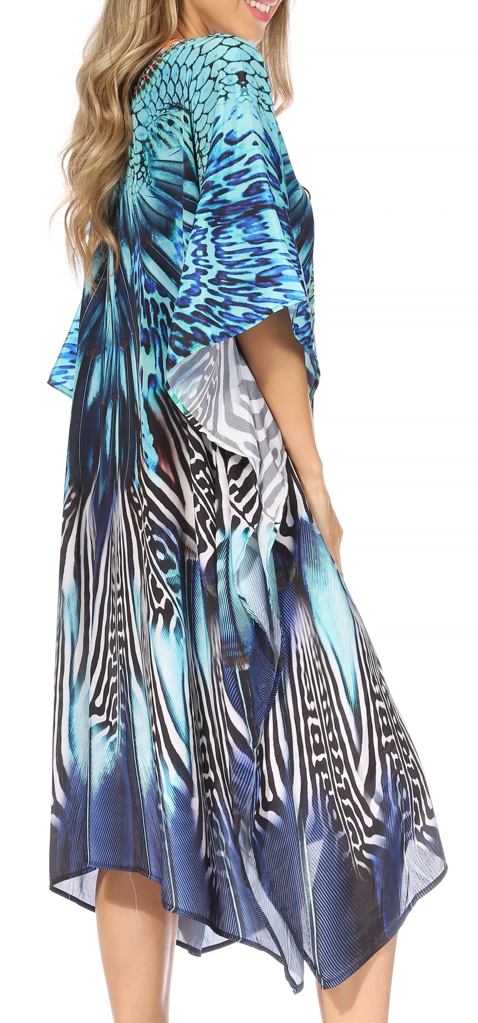 Sakkas Kristy Long Tall Lightweight Caftan Dress / Cover Up With V-Neck Jewels - Image 154