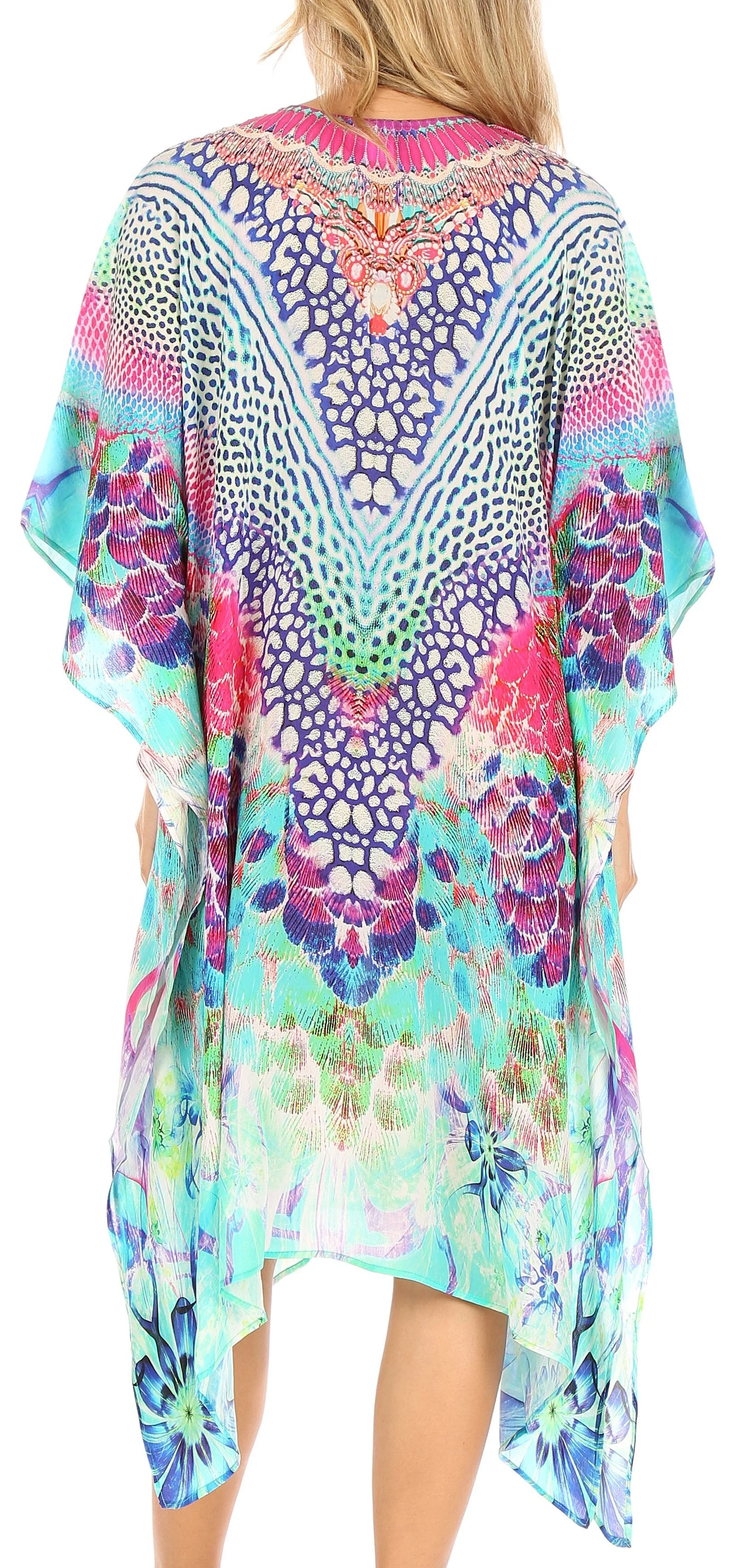 Sakkas Kristy Long Tall Lightweight Caftan Dress / Cover Up With V-Neck Jewels - Image 167