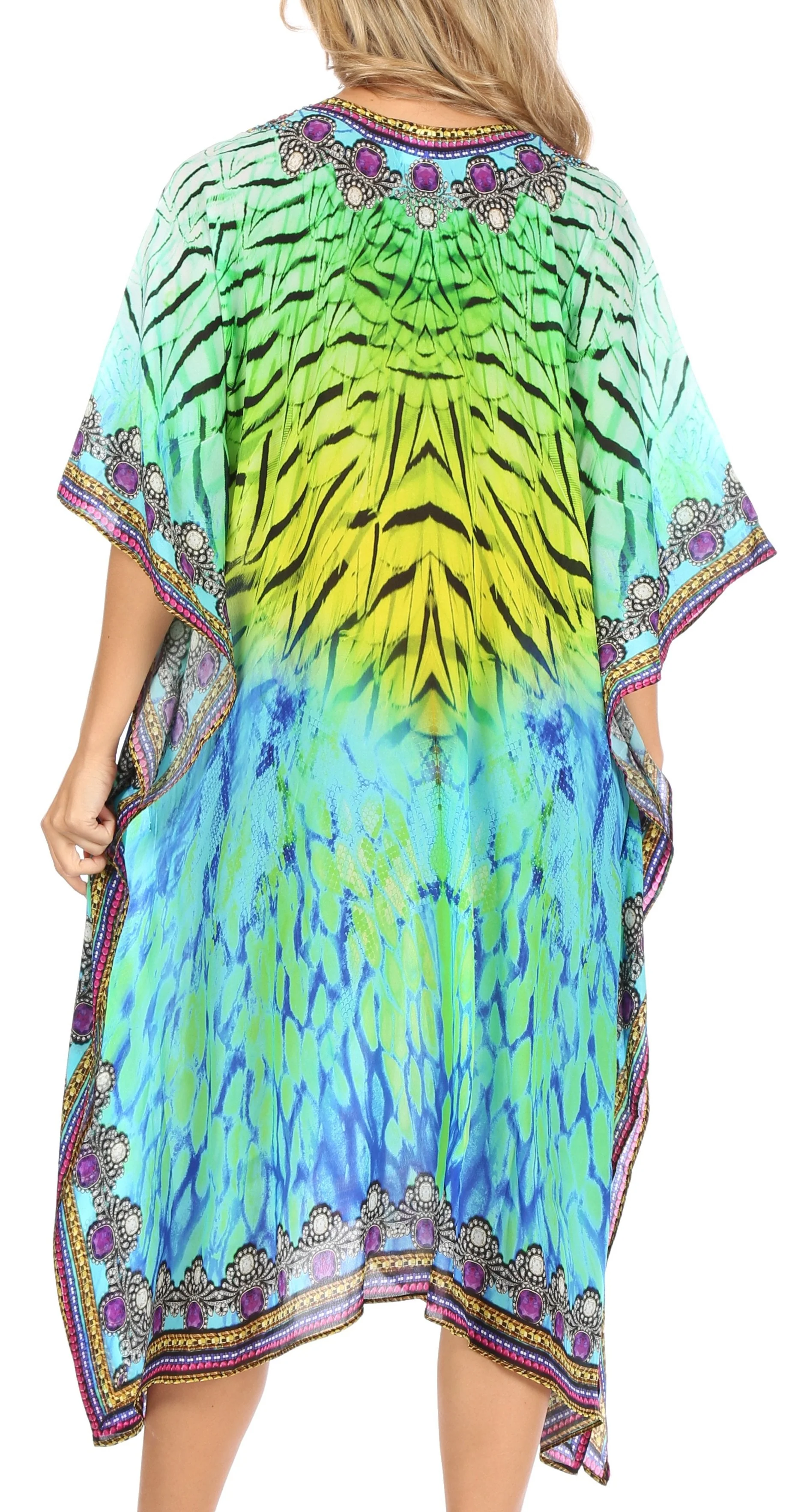 Sakkas Kristy Long Tall Lightweight Caftan Dress / Cover Up With V-Neck Jewels - Image 17