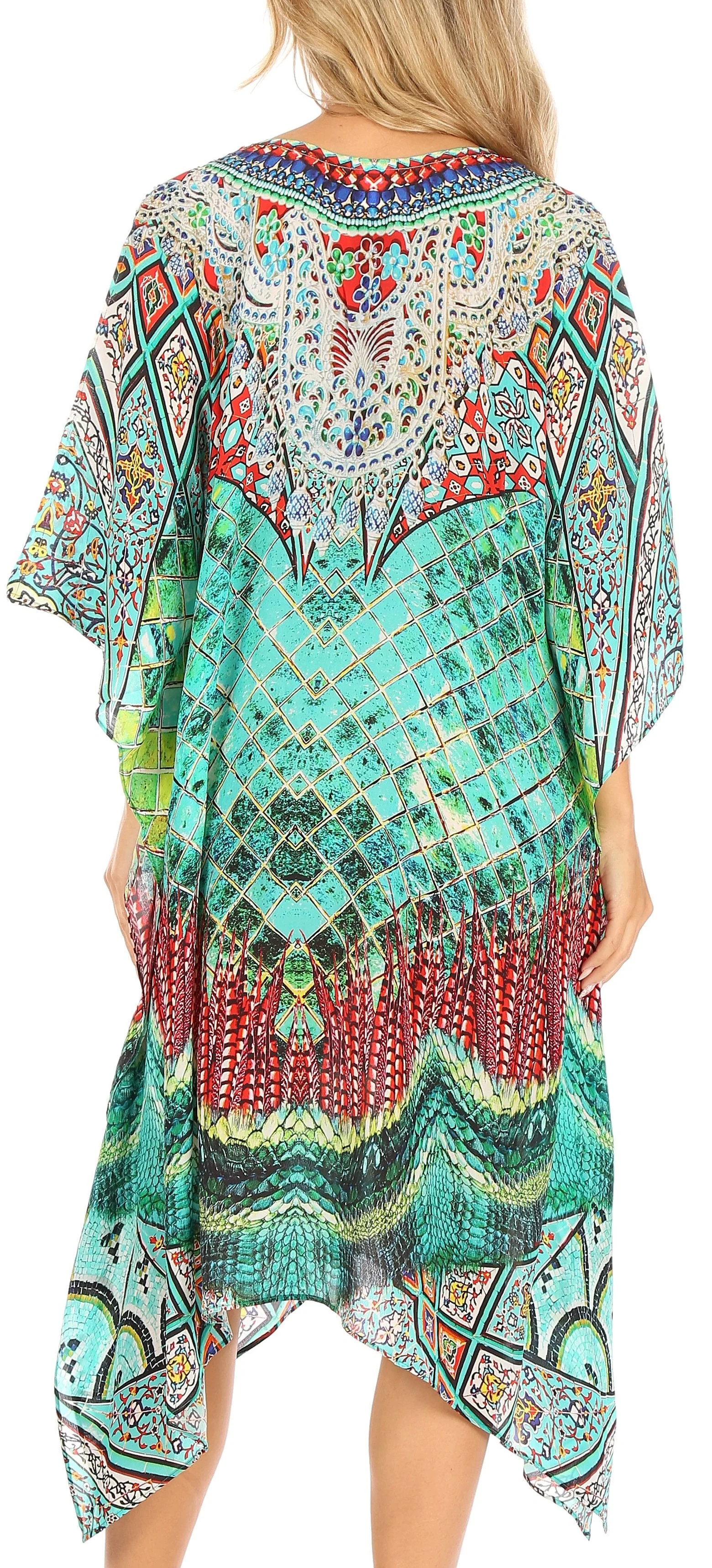 Sakkas Kristy Long Tall Lightweight Caftan Dress / Cover Up With V-Neck Jewels - Image 192