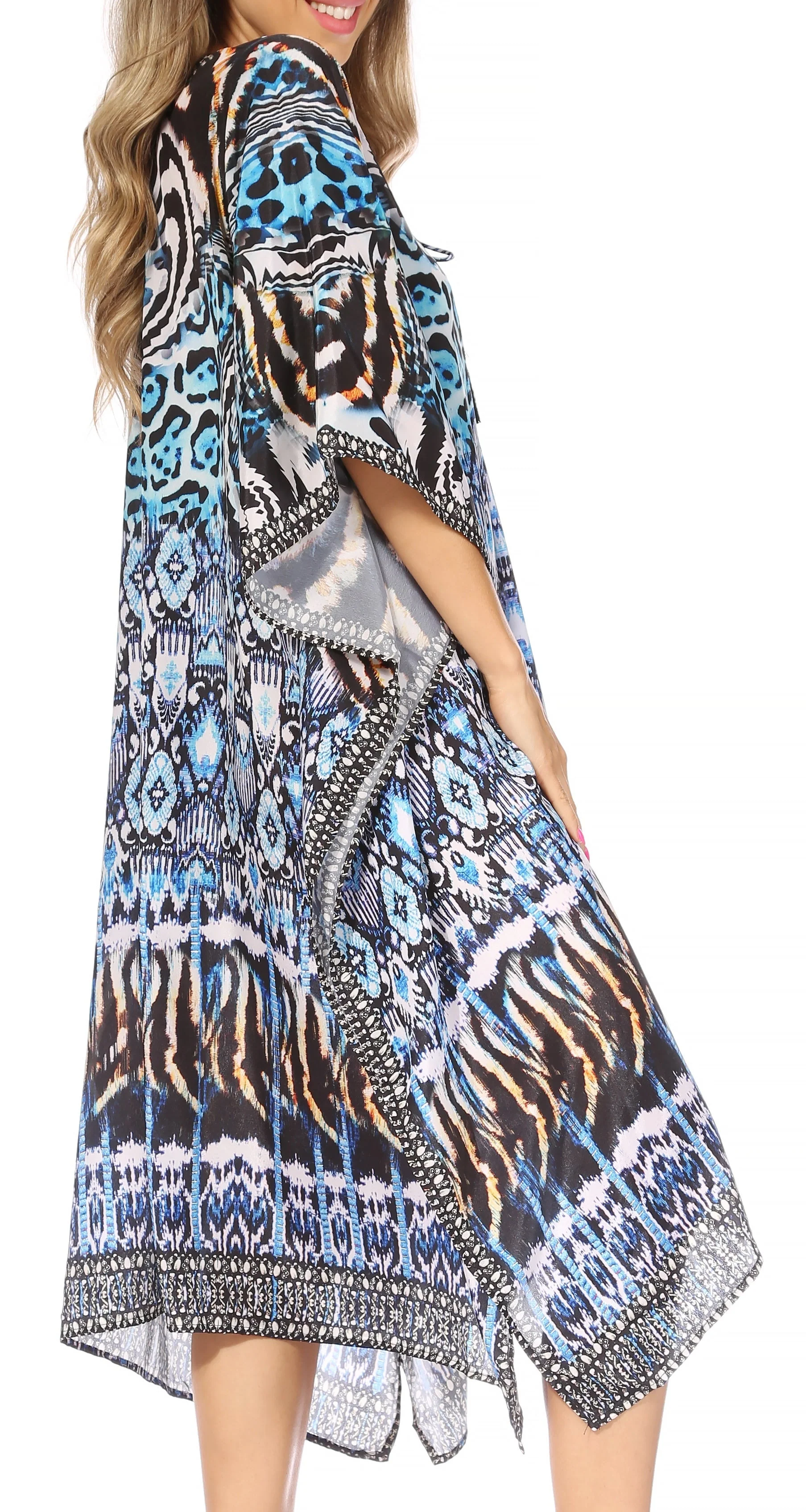 Sakkas Kristy Long Tall Lightweight Caftan Dress / Cover Up With V-Neck Jewels - Image 34