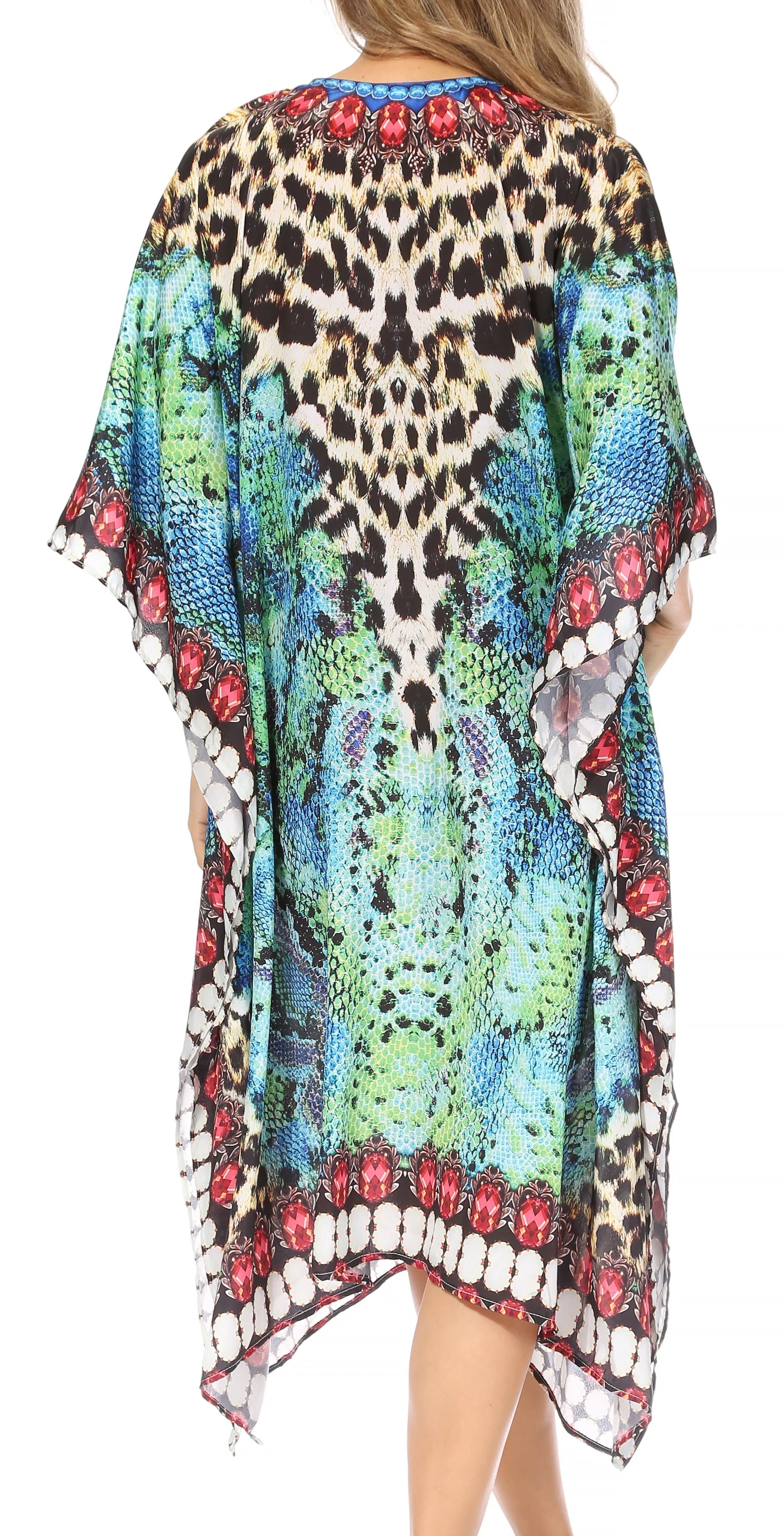 Sakkas Kristy Long Tall Lightweight Caftan Dress / Cover Up With V-Neck Jewels - Image 37