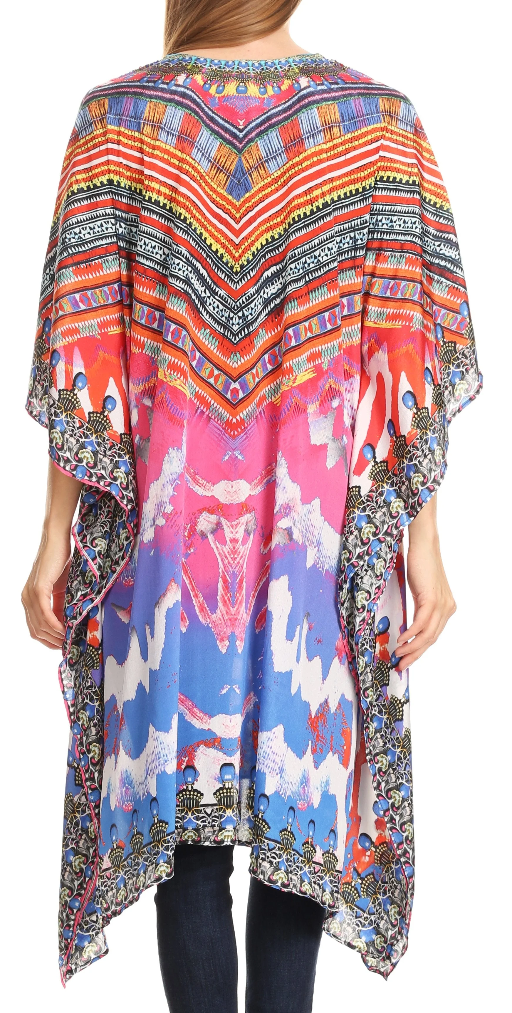 Sakkas Kristy Long Tall Lightweight Caftan Dress / Cover Up With V-Neck Jewels - Image 47