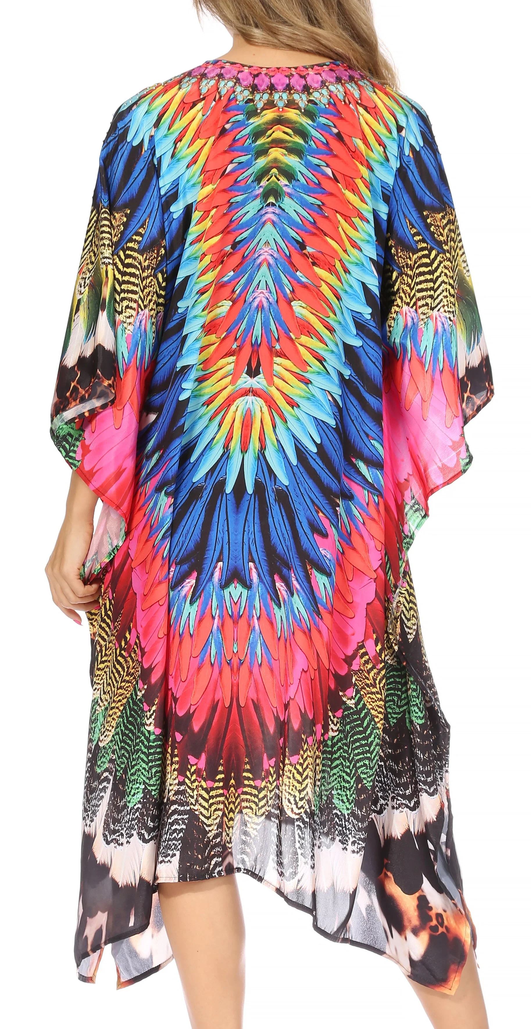 Sakkas Kristy Long Tall Lightweight Caftan Dress / Cover Up With V-Neck Jewels - Image 52