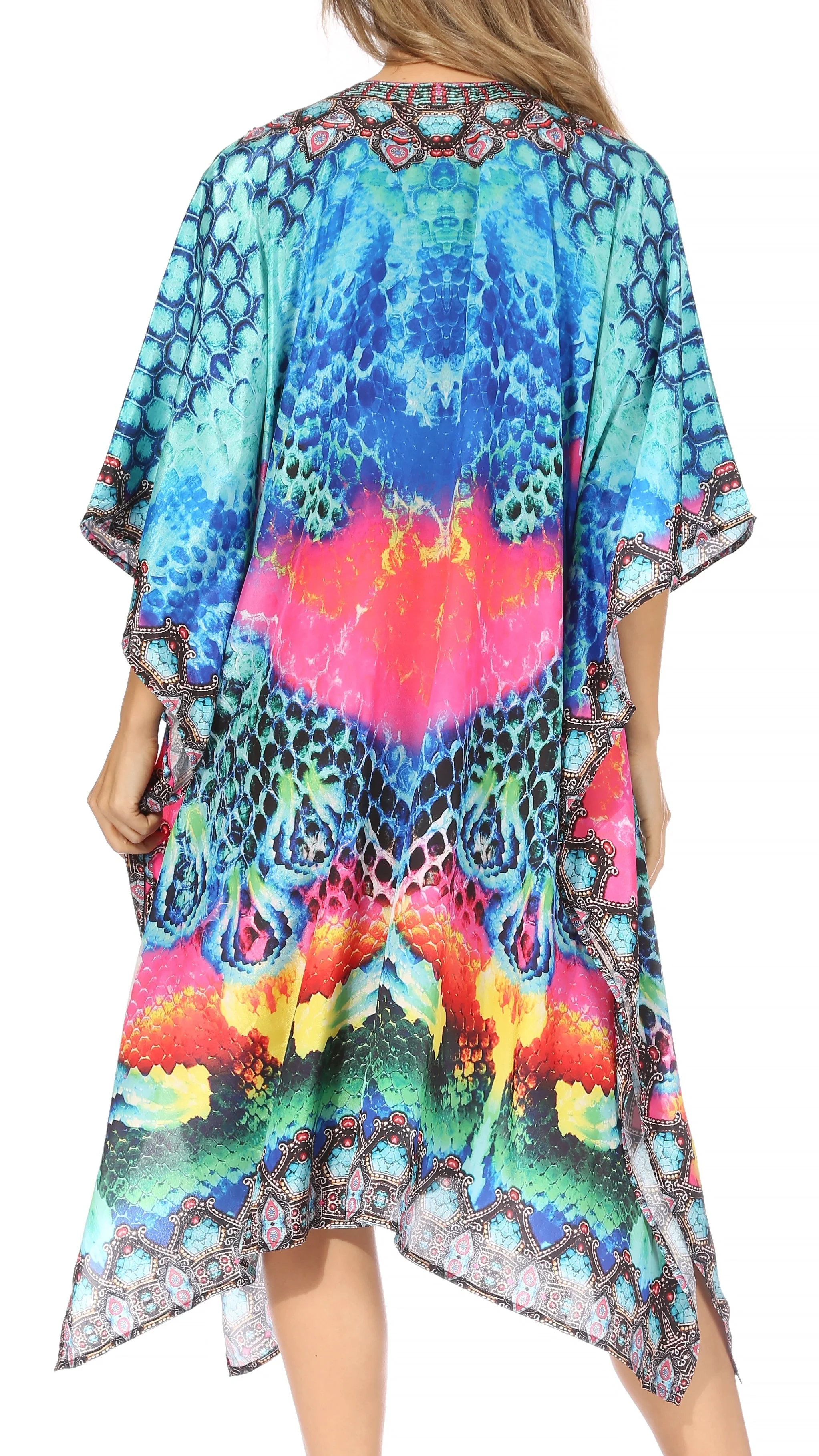 Sakkas Kristy Long Tall Lightweight Caftan Dress / Cover Up With V-Neck Jewels - Image 62