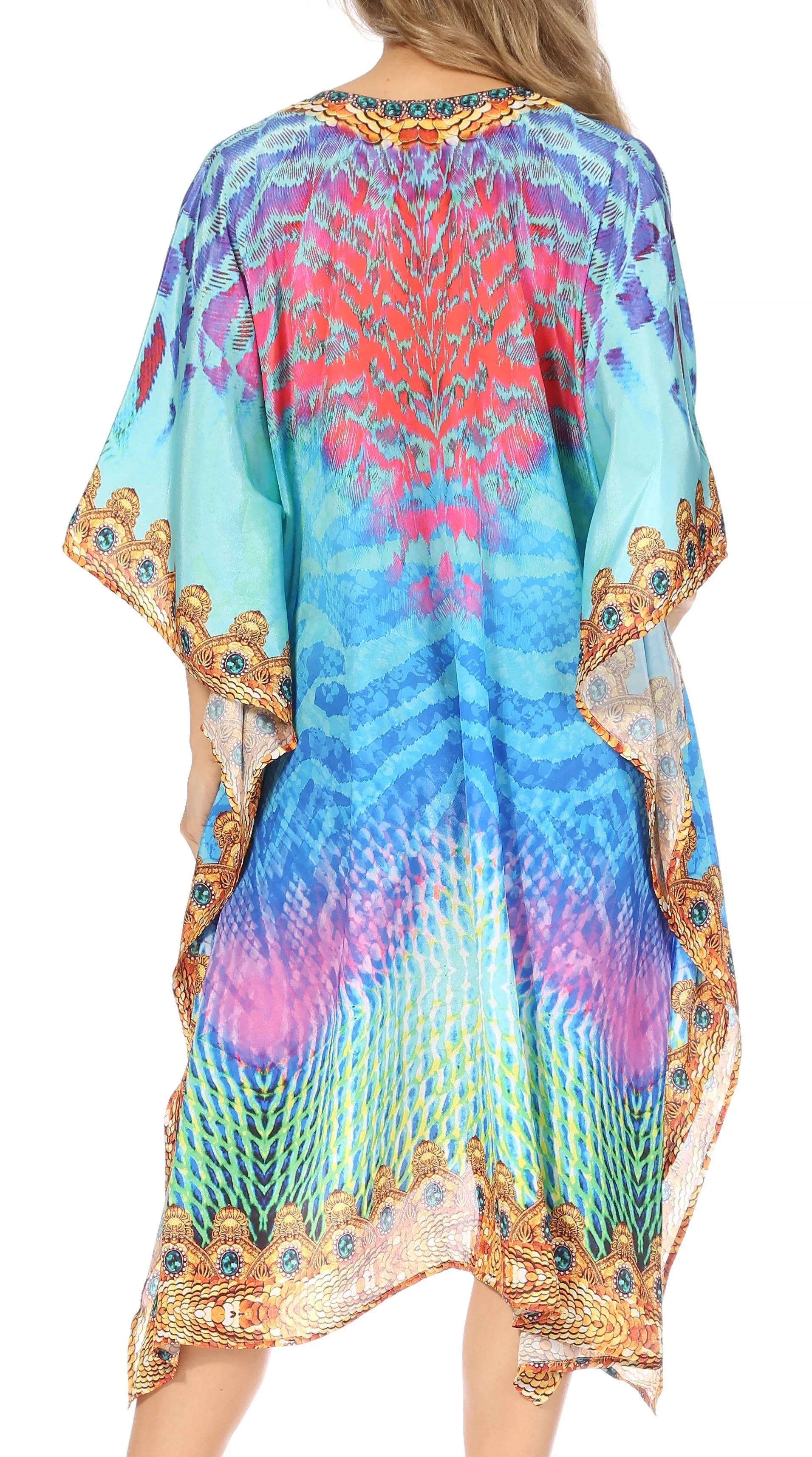 Sakkas Kristy Long Tall Lightweight Caftan Dress / Cover Up With V-Neck Jewels - Image 7