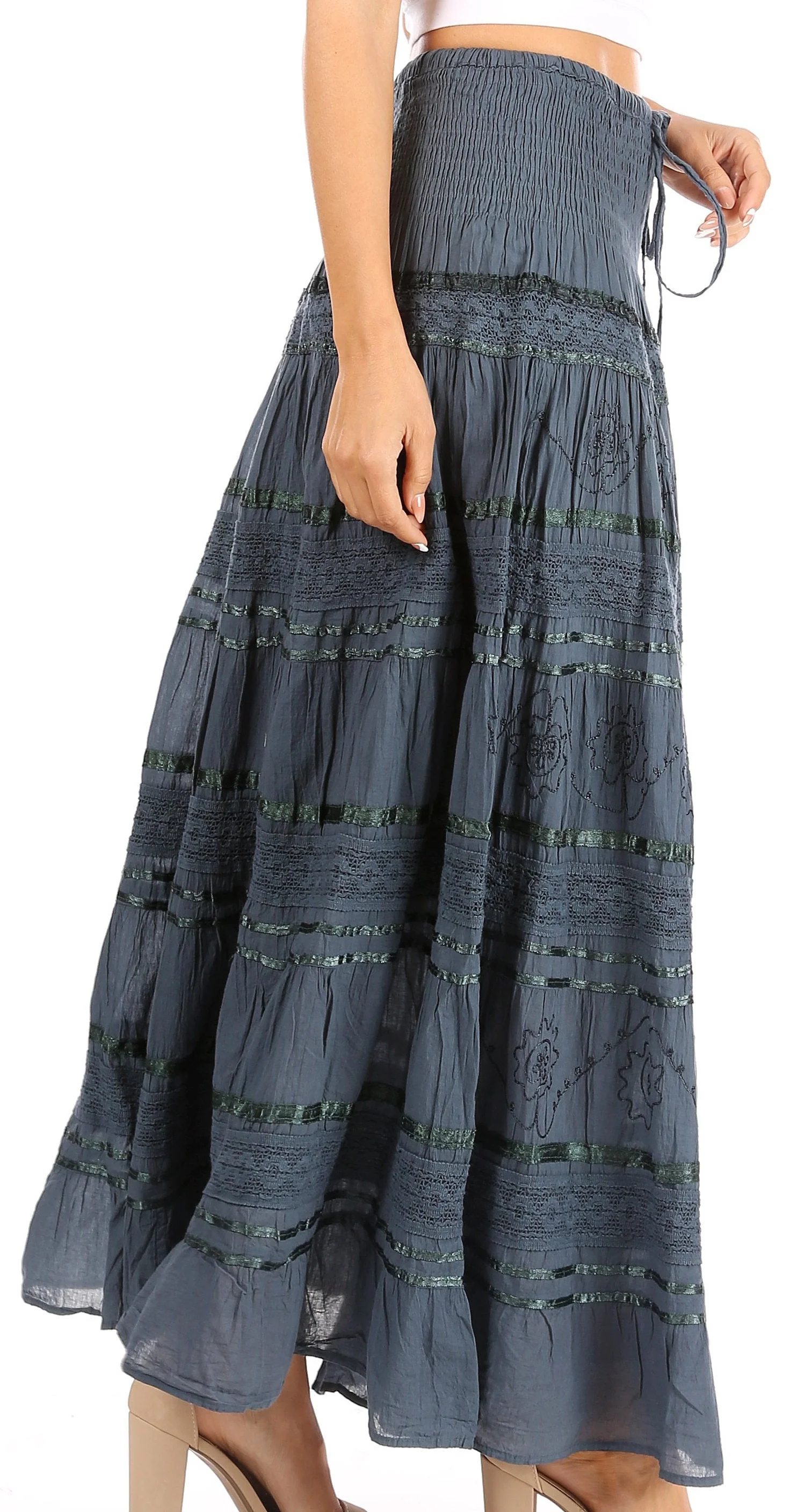 Sakkas Lace and Ribbon Peasant Boho Skirt - Image 31