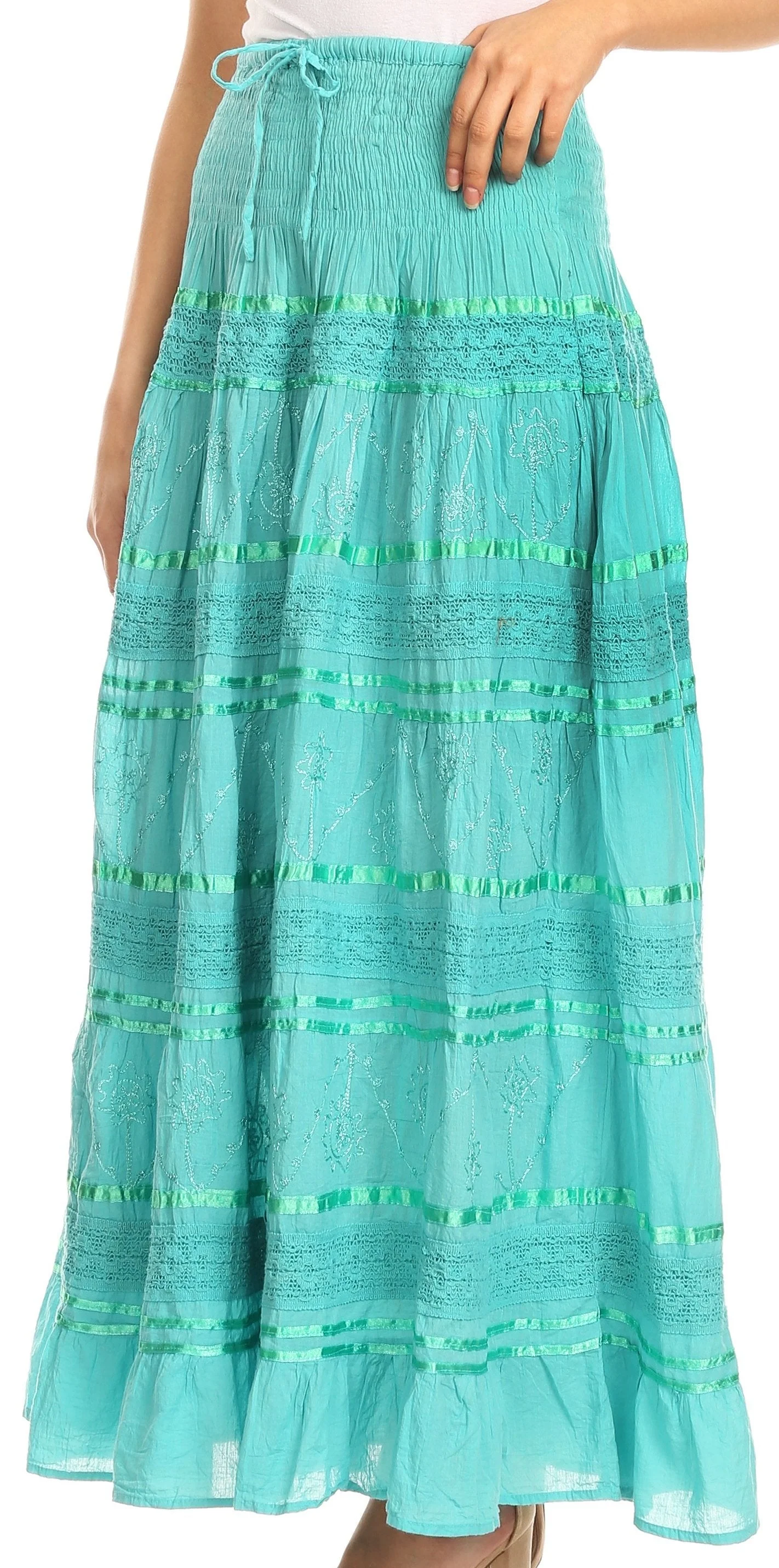 Sakkas Lace and Ribbon Peasant Boho Skirt - Image 36