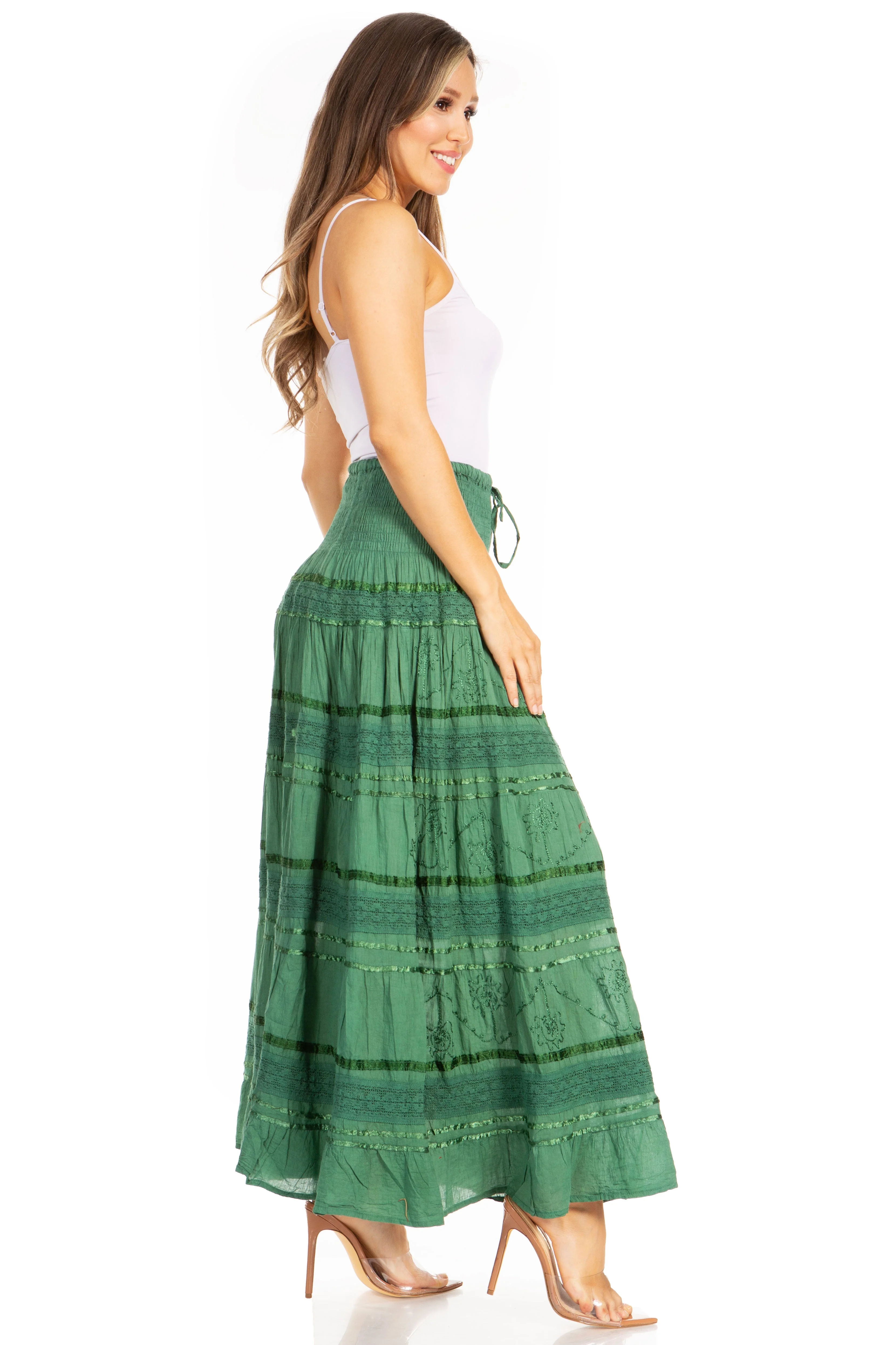 Sakkas Lace and Ribbon Peasant Boho Skirt - Image 61