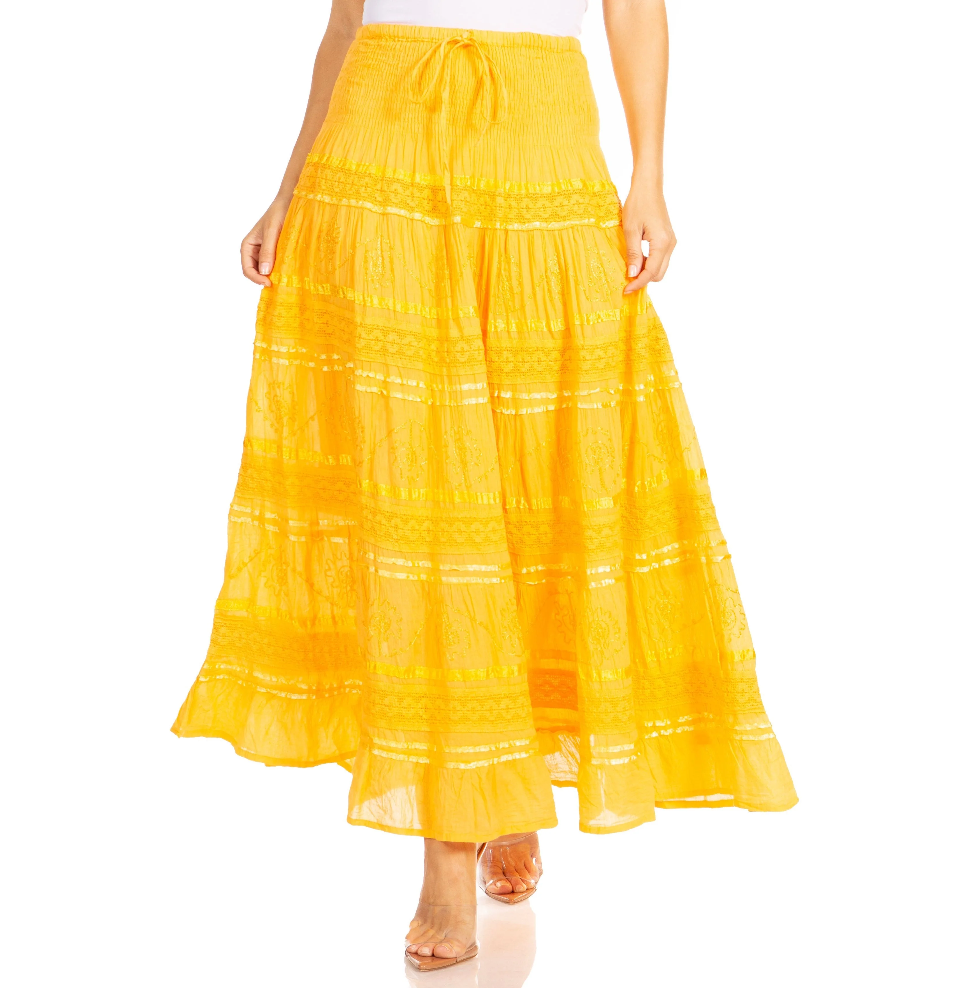Sakkas Lace and Ribbon Peasant Boho Skirt - Image 63