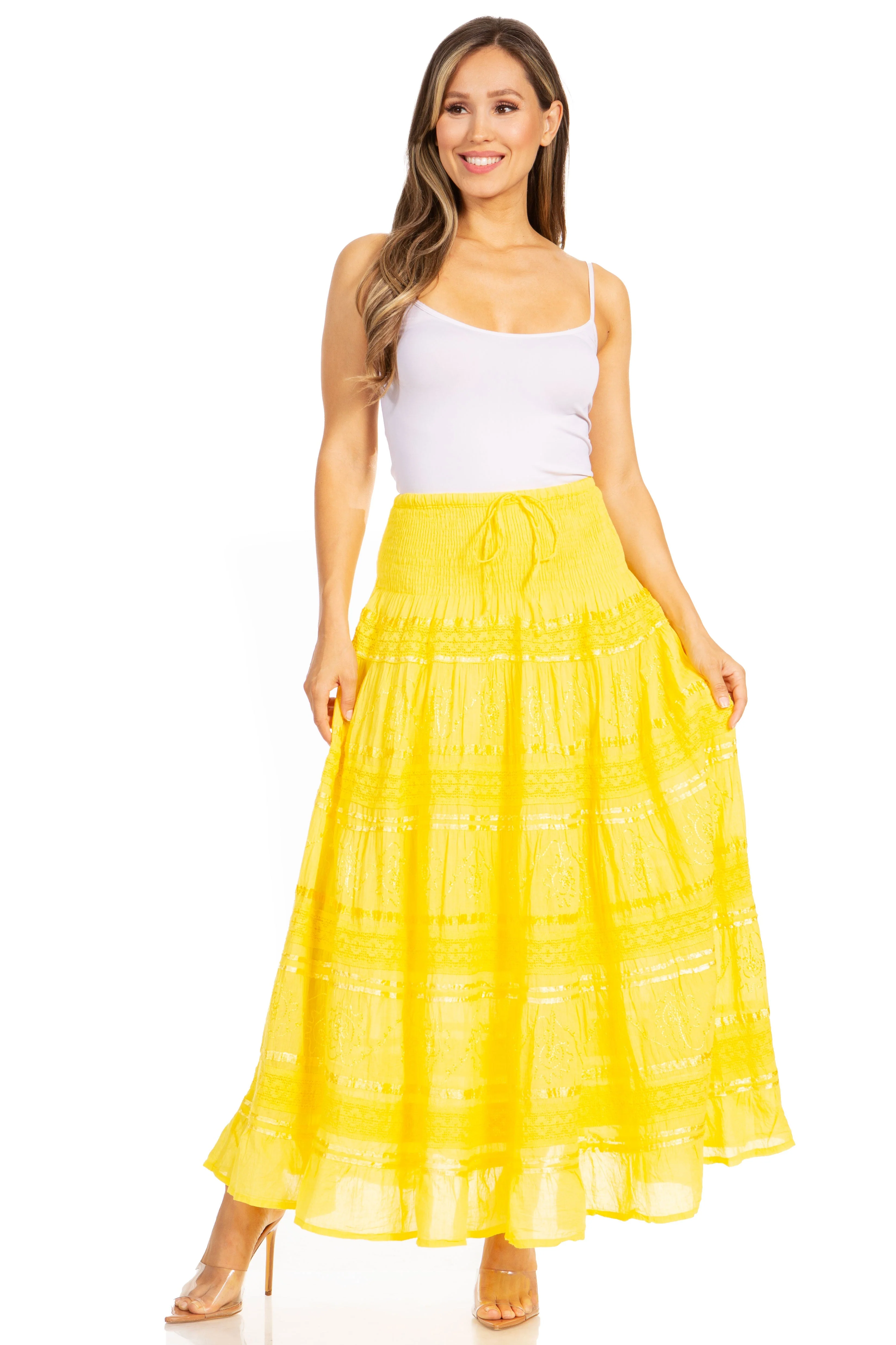 Sakkas Lace and Ribbon Peasant Boho Skirt - Image 72