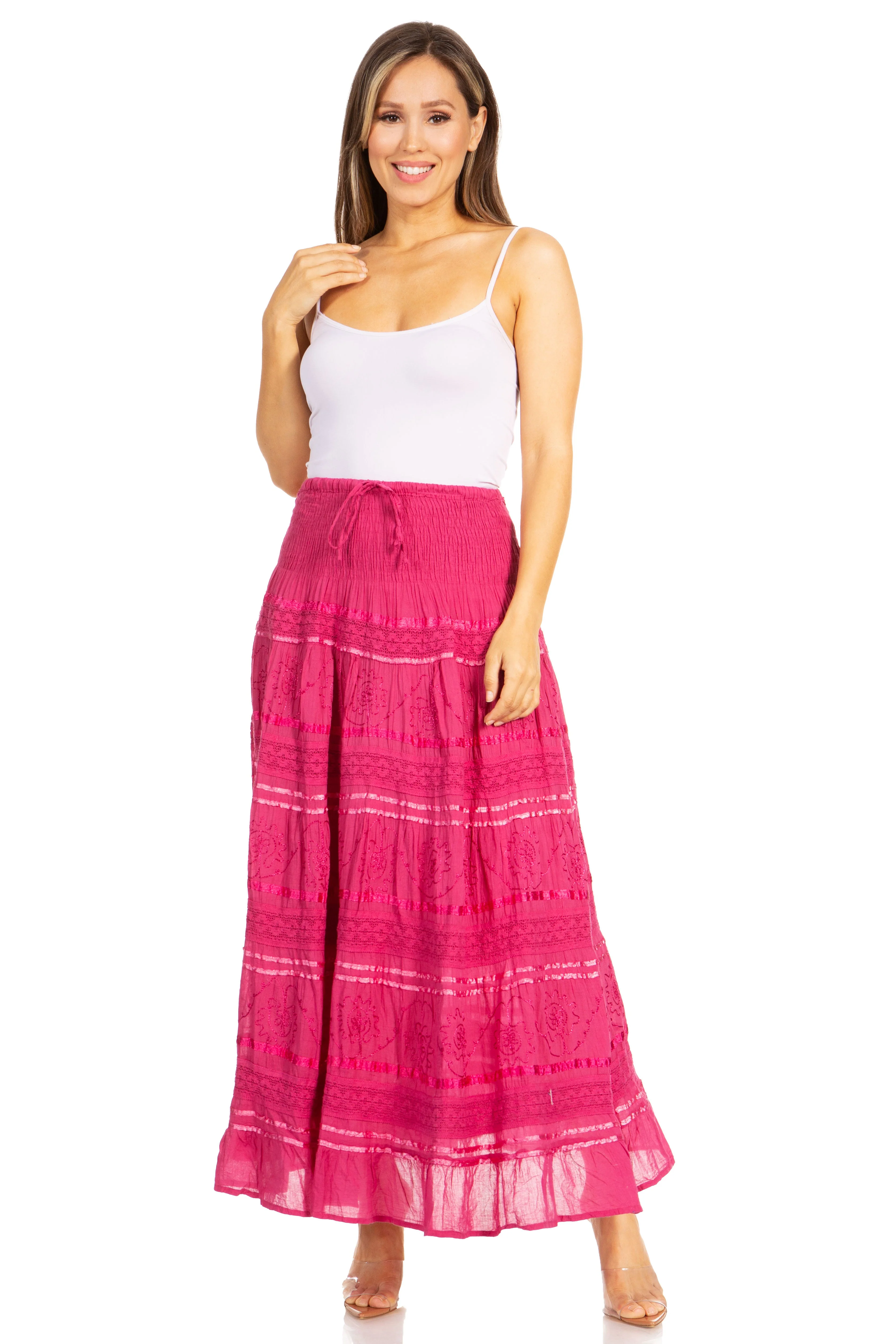 Sakkas Lace and Ribbon Peasant Boho Skirt - Image 77