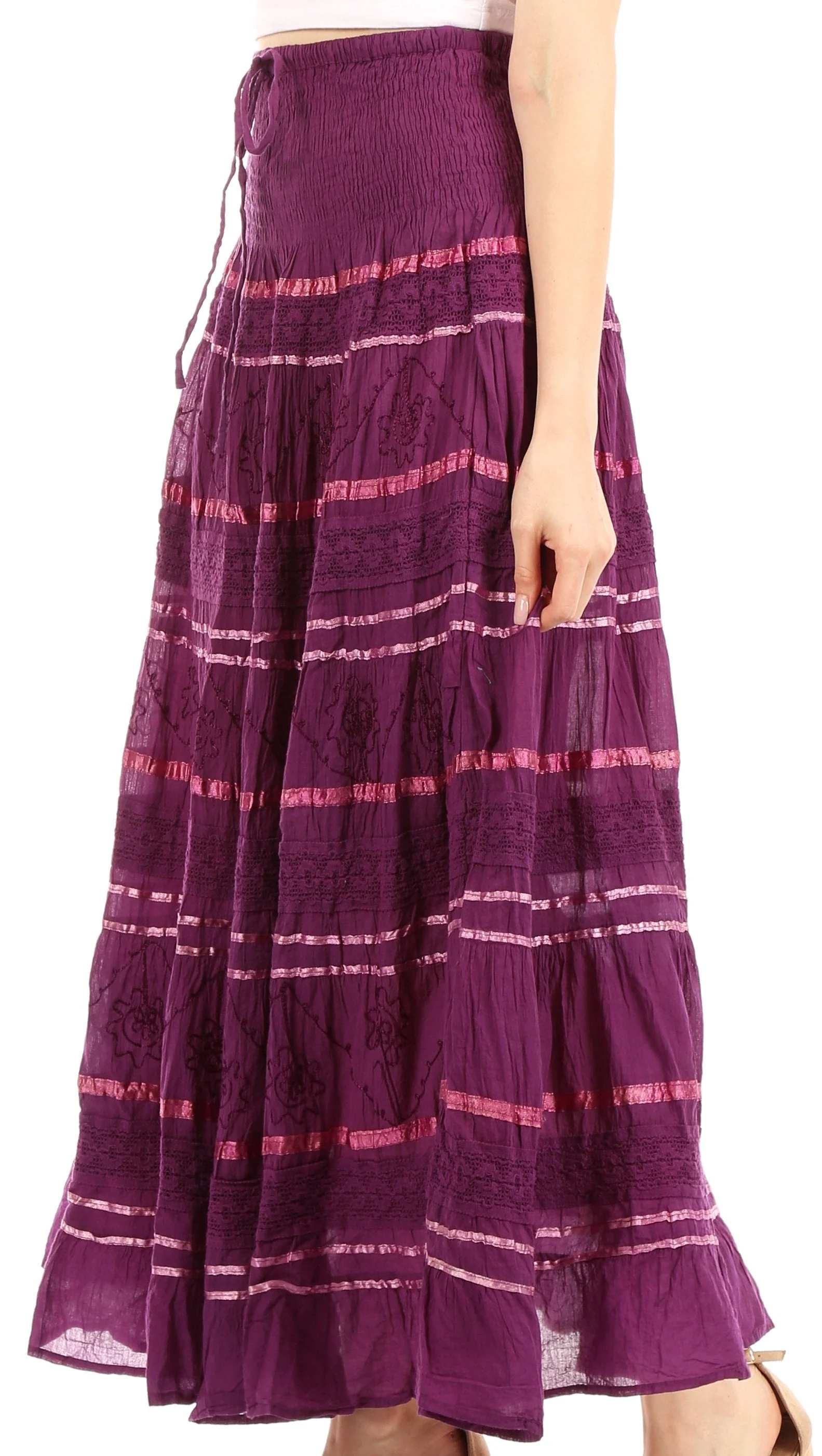 Sakkas Lace and Ribbon Peasant Boho Skirt - Image 9