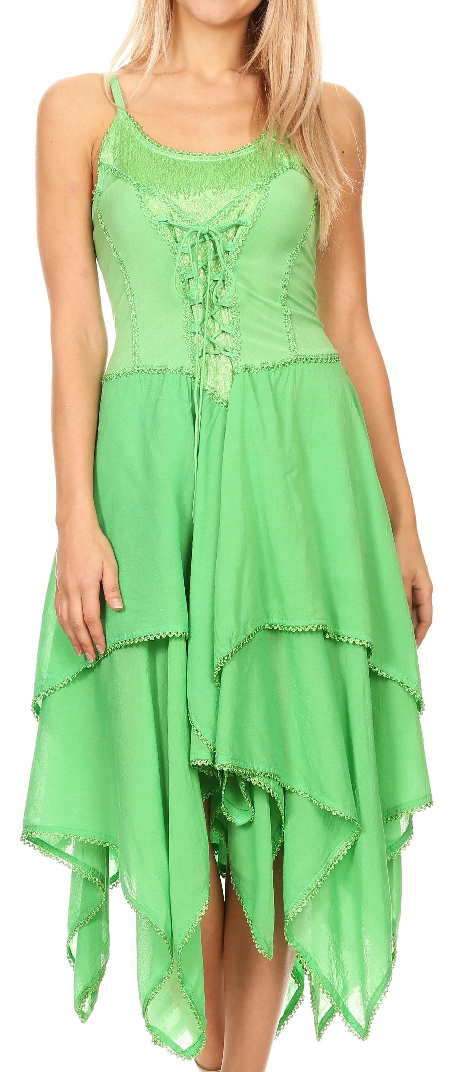 Sakkas Lady Mary Jacquard Corset Style Bodice Lightweight Handkerchief Hem Dress - Image 16