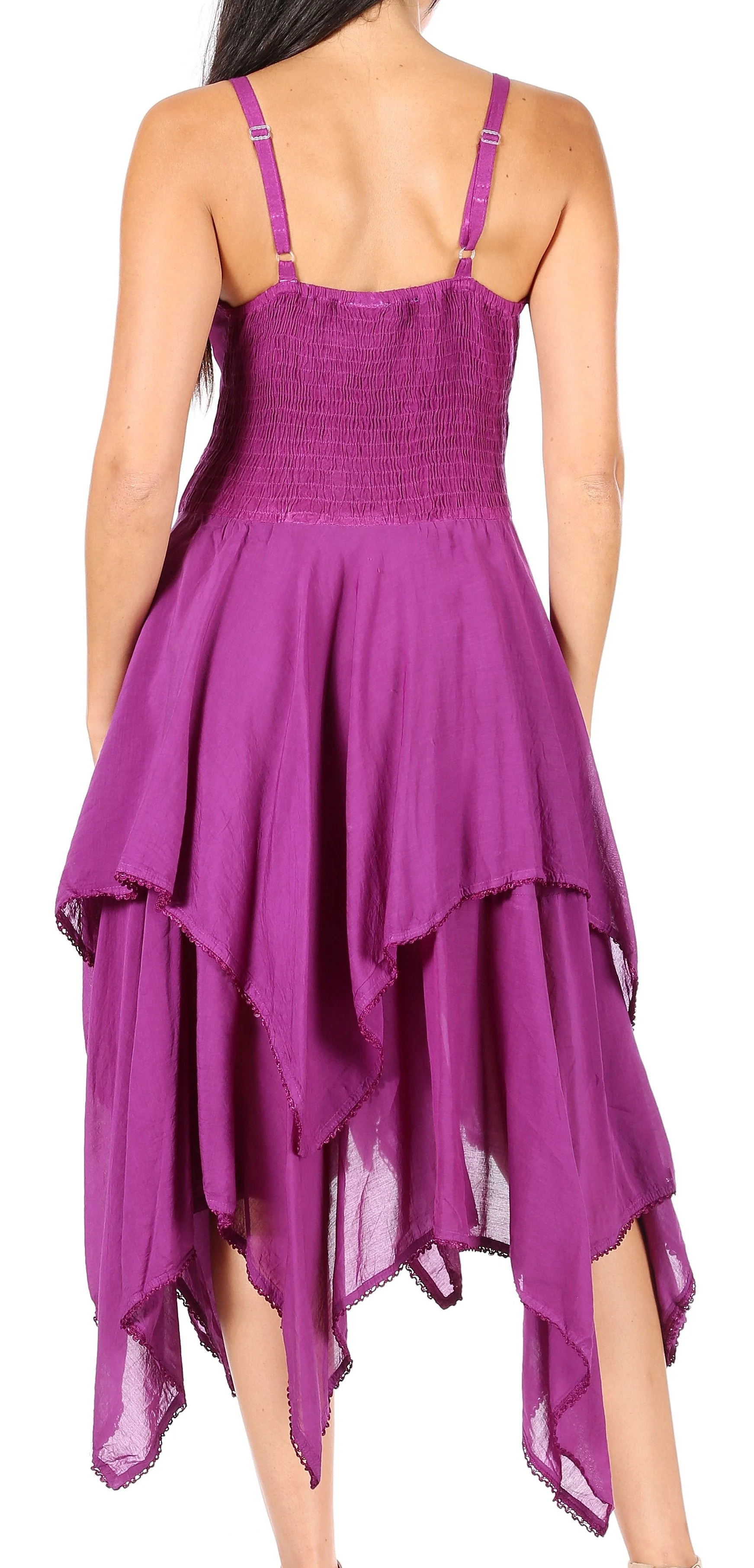 Sakkas Lady Mary Jacquard Corset Style Bodice Lightweight Handkerchief Hem Dress - Image 32