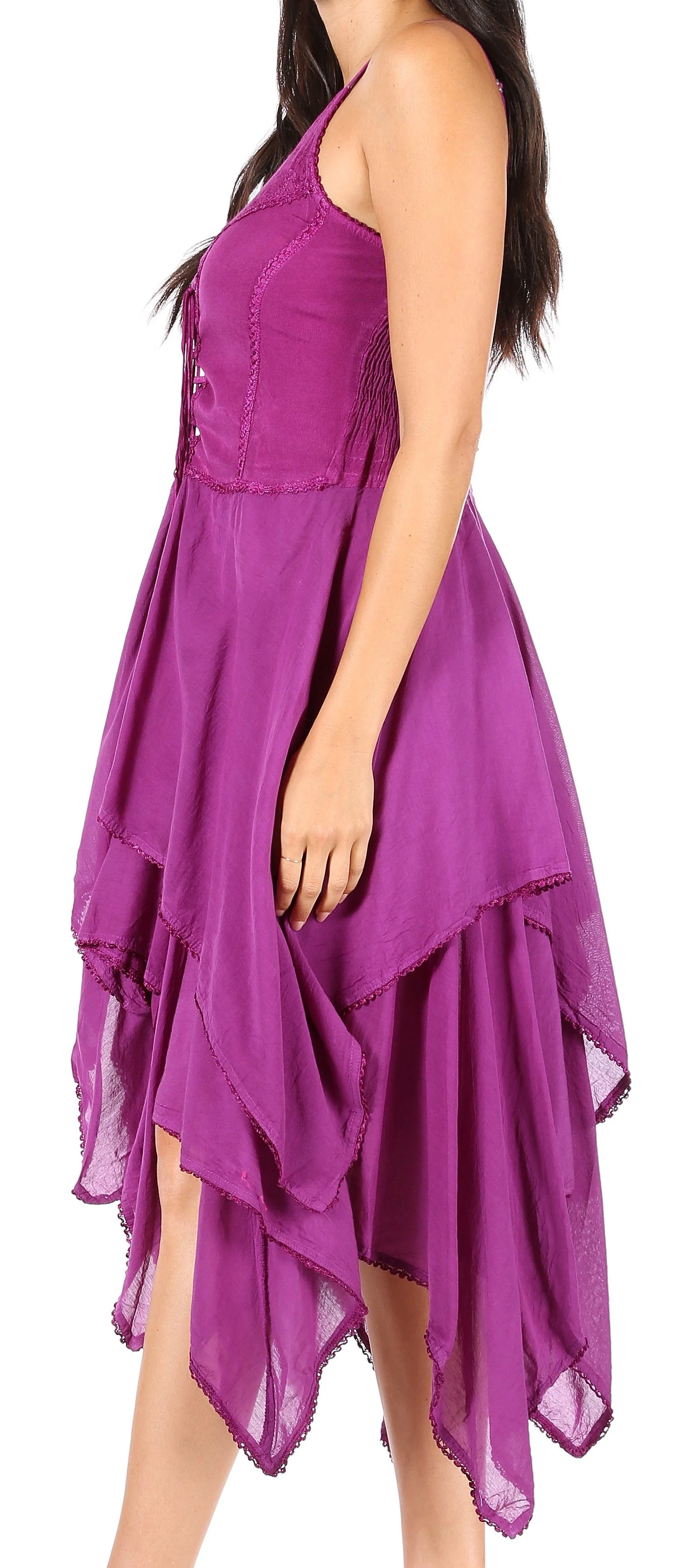 Sakkas Lady Mary Jacquard Corset Style Bodice Lightweight Handkerchief Hem Dress - Image 34