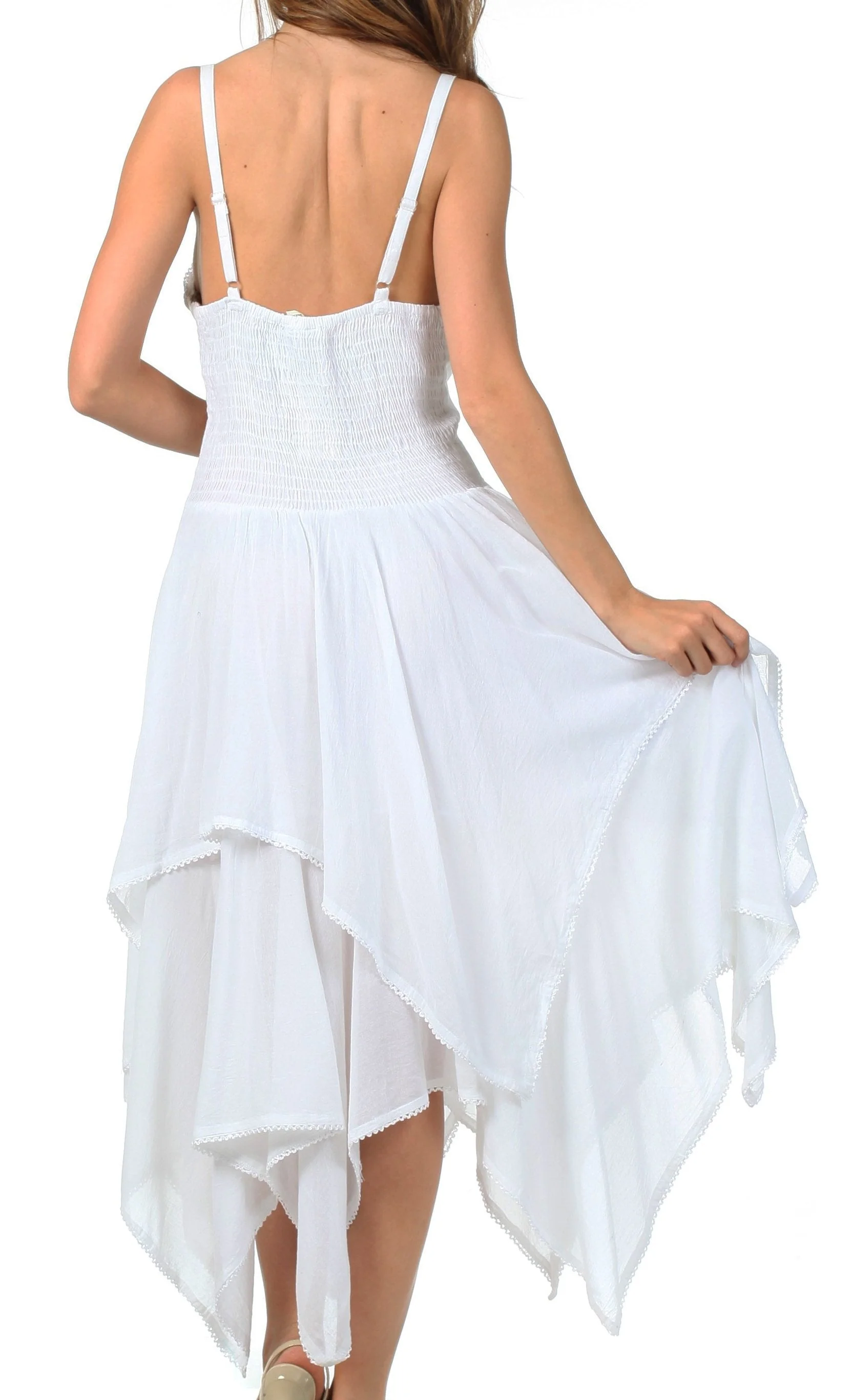 Sakkas Lady Mary Jacquard Corset Style Bodice Lightweight Handkerchief Hem Dress - Image 57