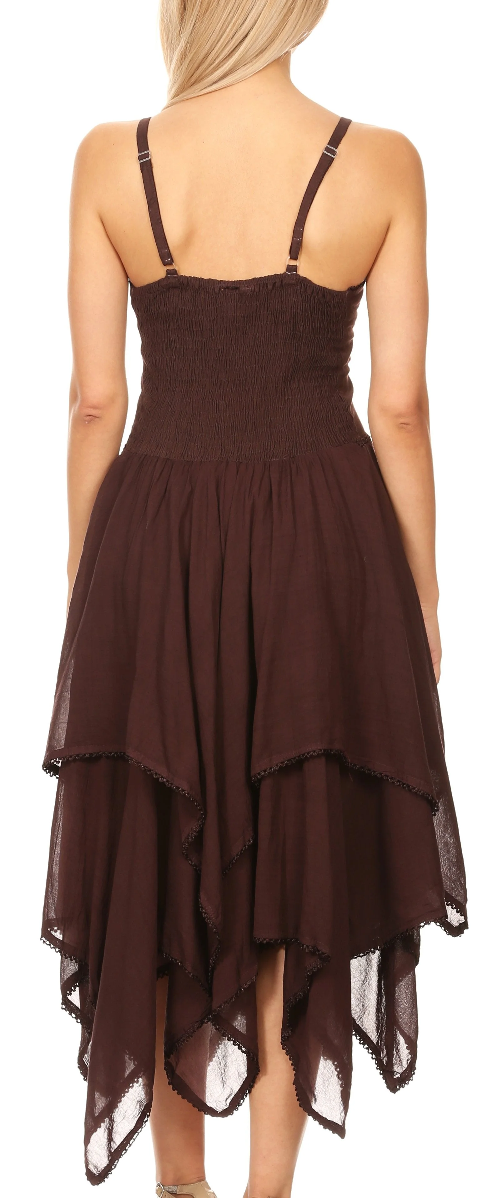 Sakkas Lady Mary Jacquard Corset Style Bodice Lightweight Handkerchief Hem Dress - Image 77