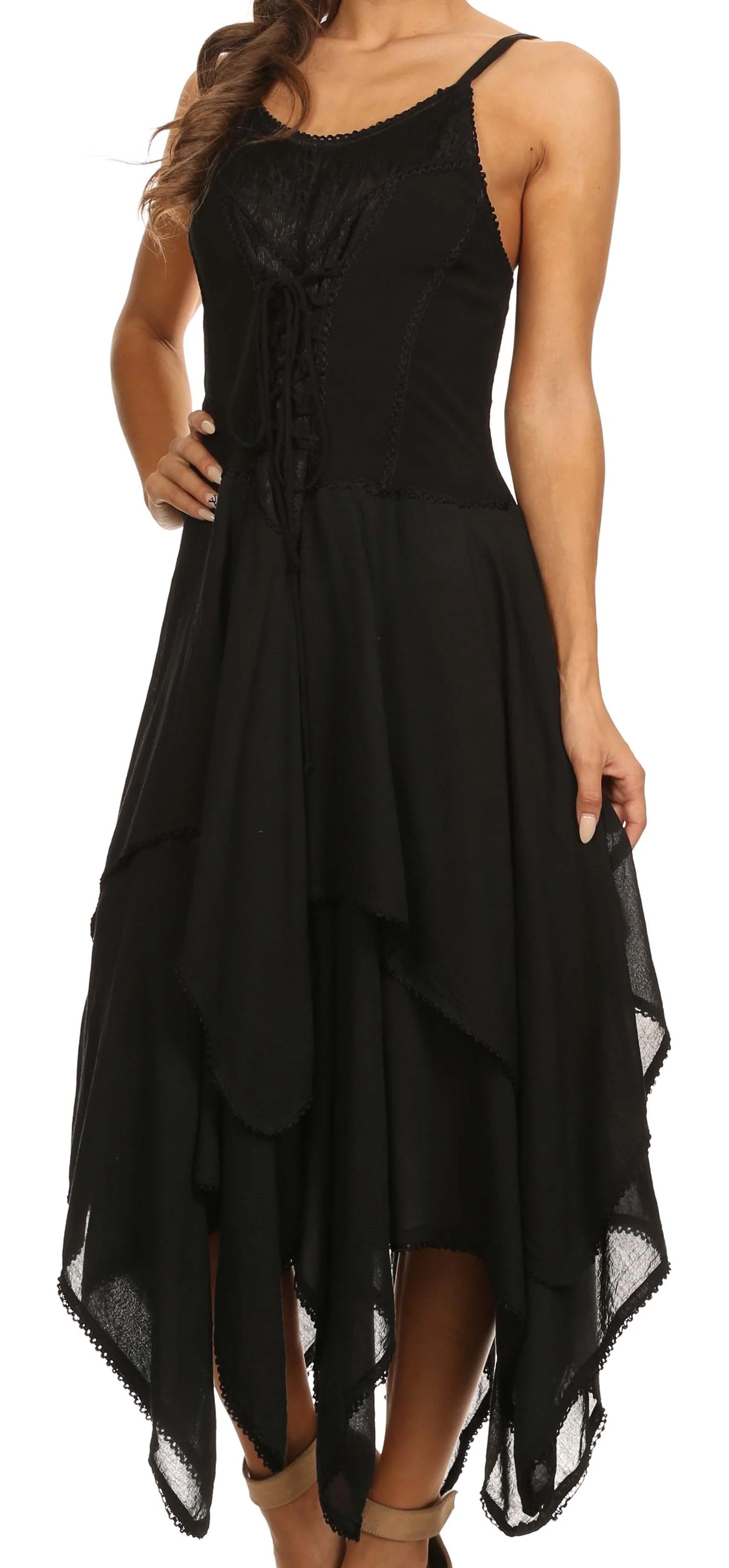 Sakkas Lady Mary Jacquard Corset Style Bodice Lightweight Handkerchief Hem Dress - Image 8