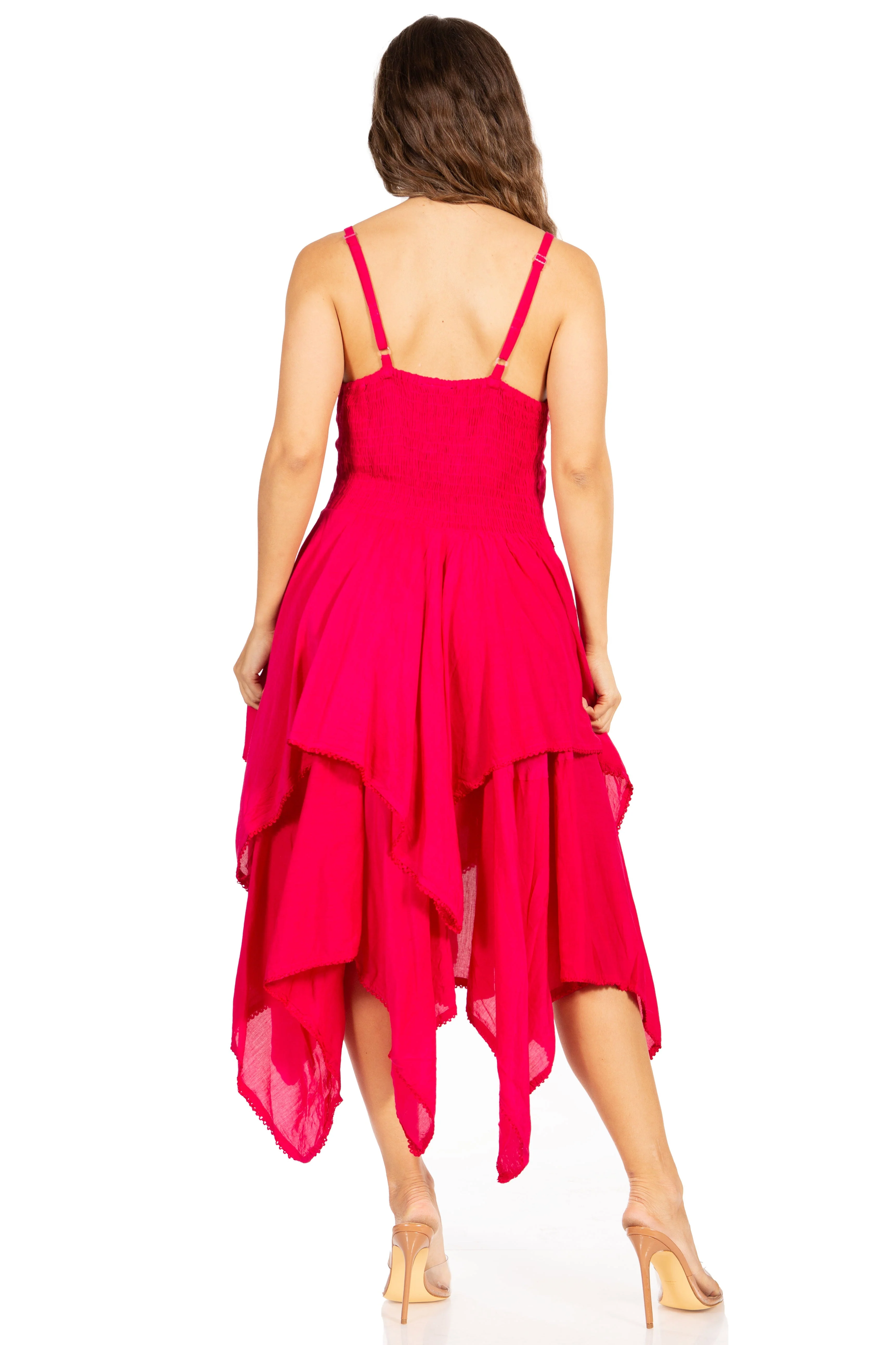 Sakkas Lady Mary Jacquard Corset Style Bodice Lightweight Handkerchief Hem Dress - Image 92