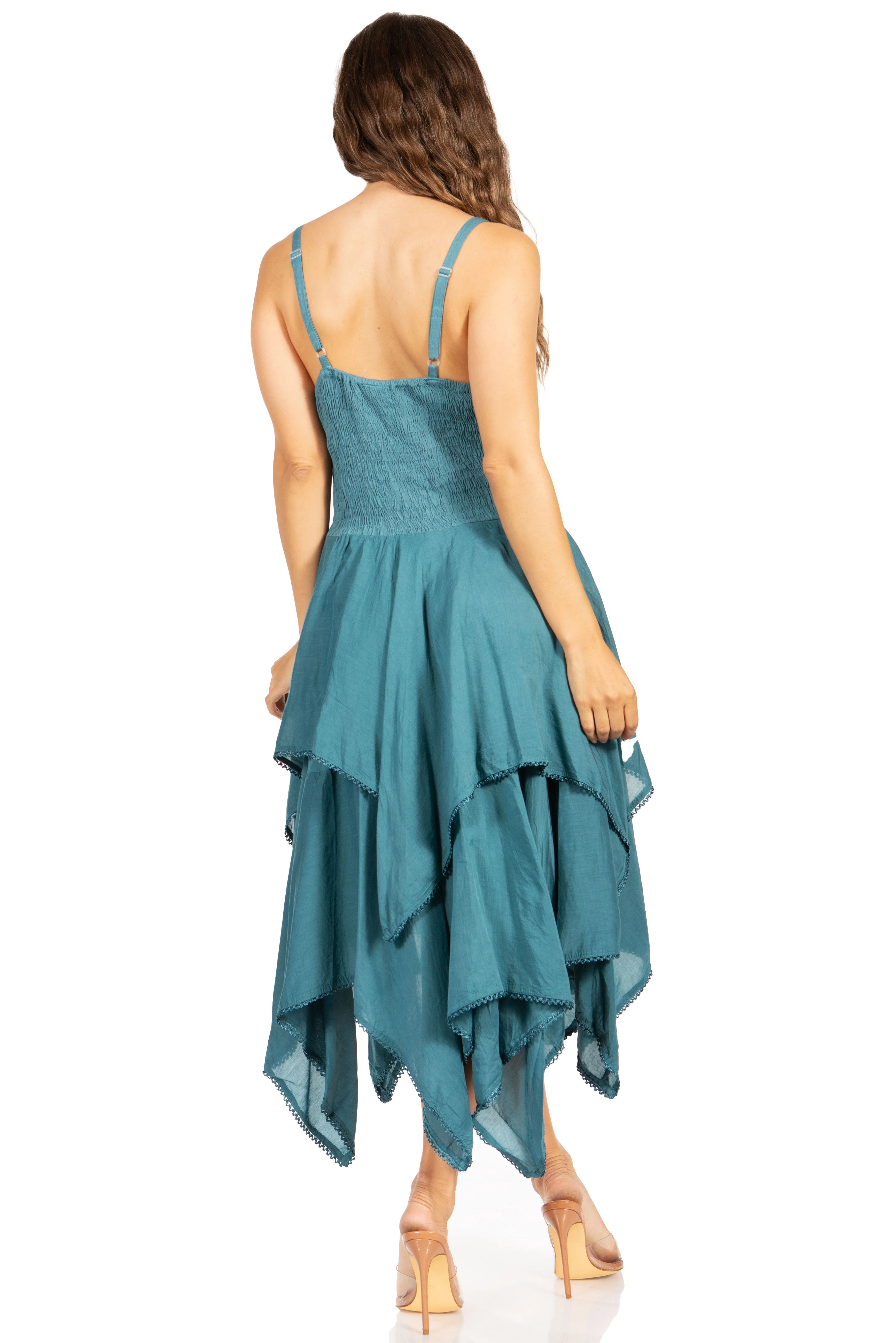 Sakkas Lady Mary Jacquard Corset Style Bodice Lightweight Handkerchief Hem Dress - Image 97