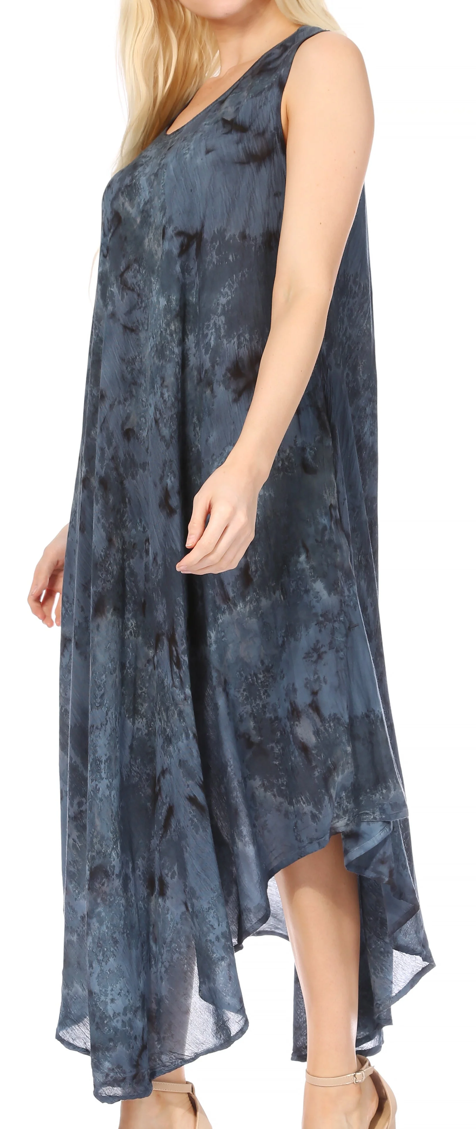 Sakkas Laeila Tie Dye Washed Long Sleeveless Tank Top Caftan Dress / Cover Up - Image 13