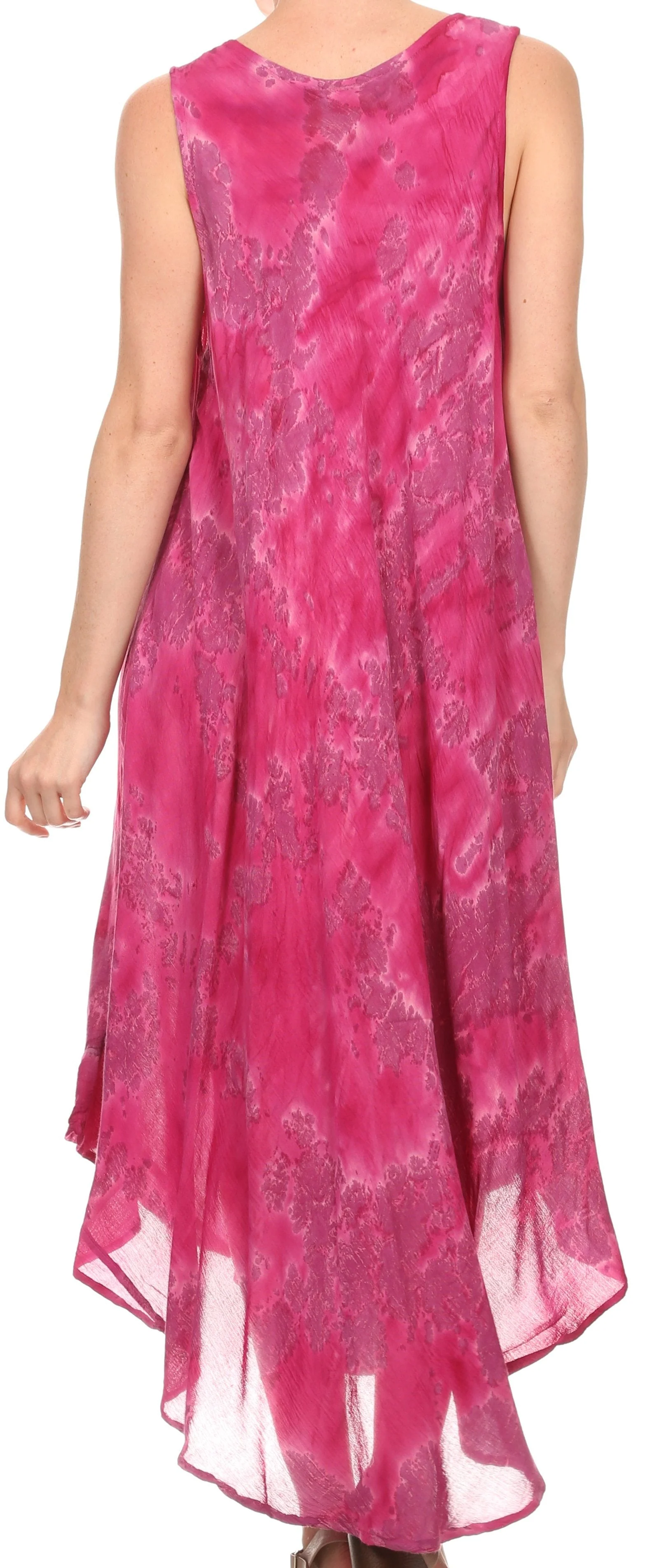Sakkas Laeila Tie Dye Washed Long Sleeveless Tank Top Caftan Dress / Cover Up - Image 7