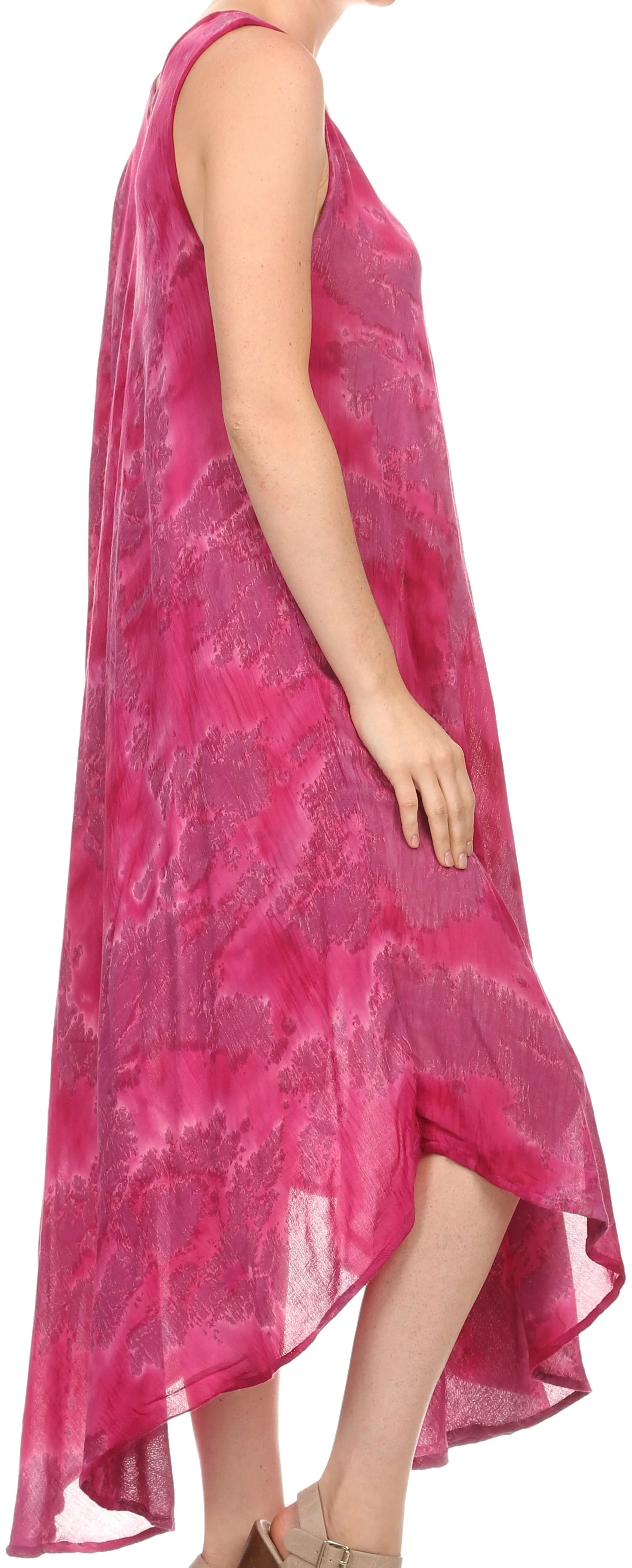 Sakkas Laeila Tie Dye Washed Long Sleeveless Tank Top Caftan Dress / Cover Up - Image 8
