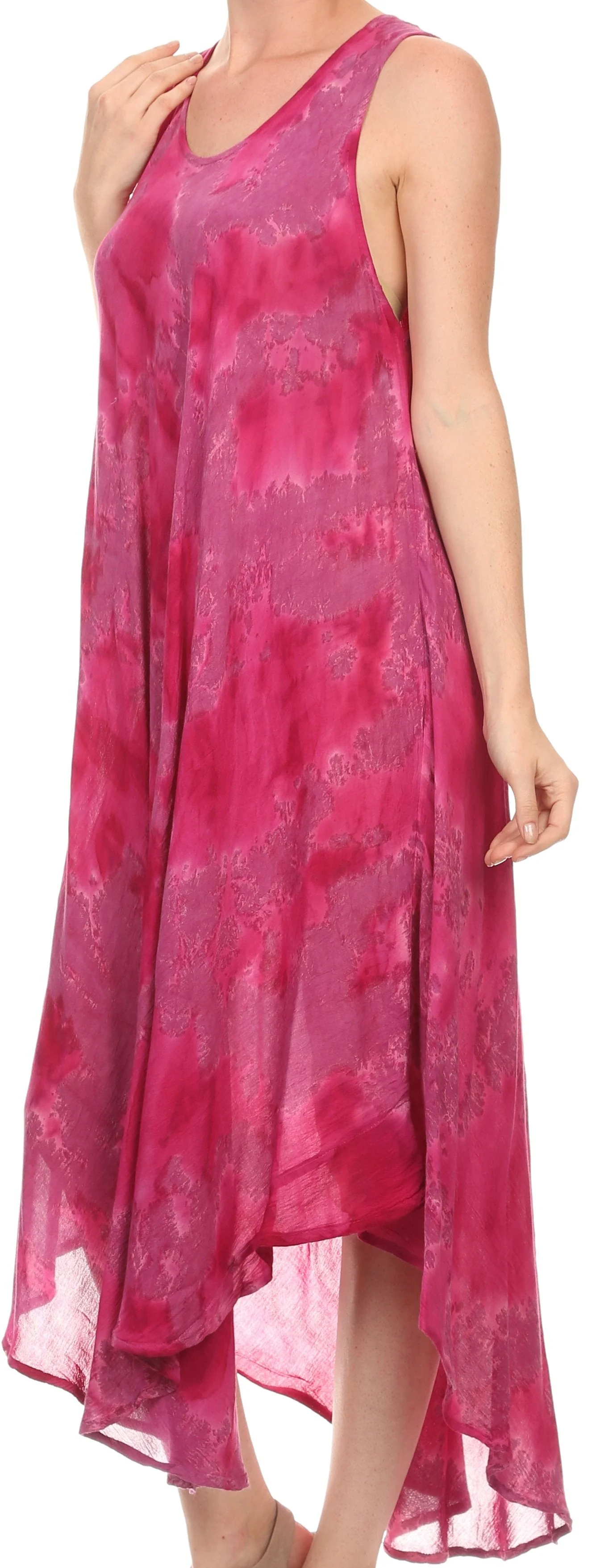 Sakkas Laeila Tie Dye Washed Long Sleeveless Tank Top Caftan Dress / Cover Up - Image 9