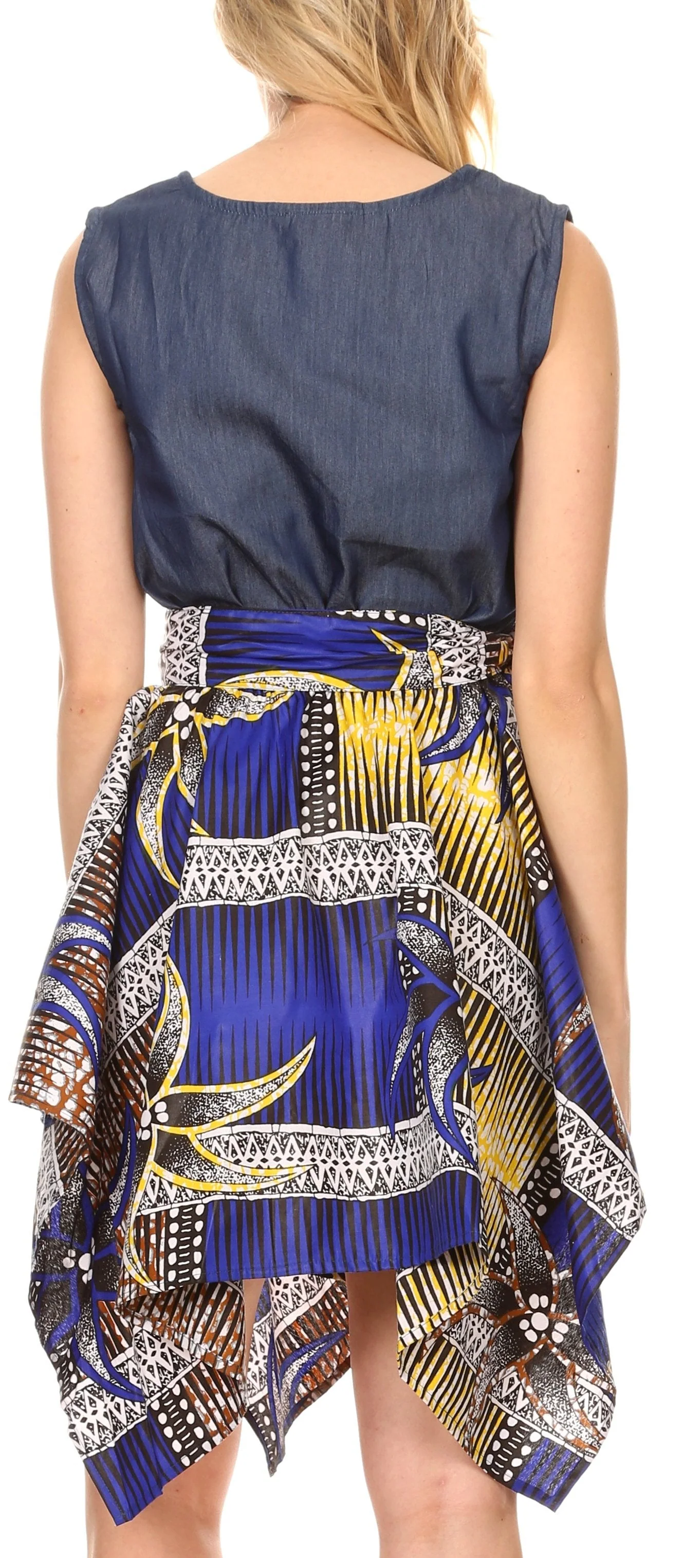 Sakkas Lani Womens Cocktail Sleeveless Hi-Lo Dress in African Print w/Pockets - Image 12