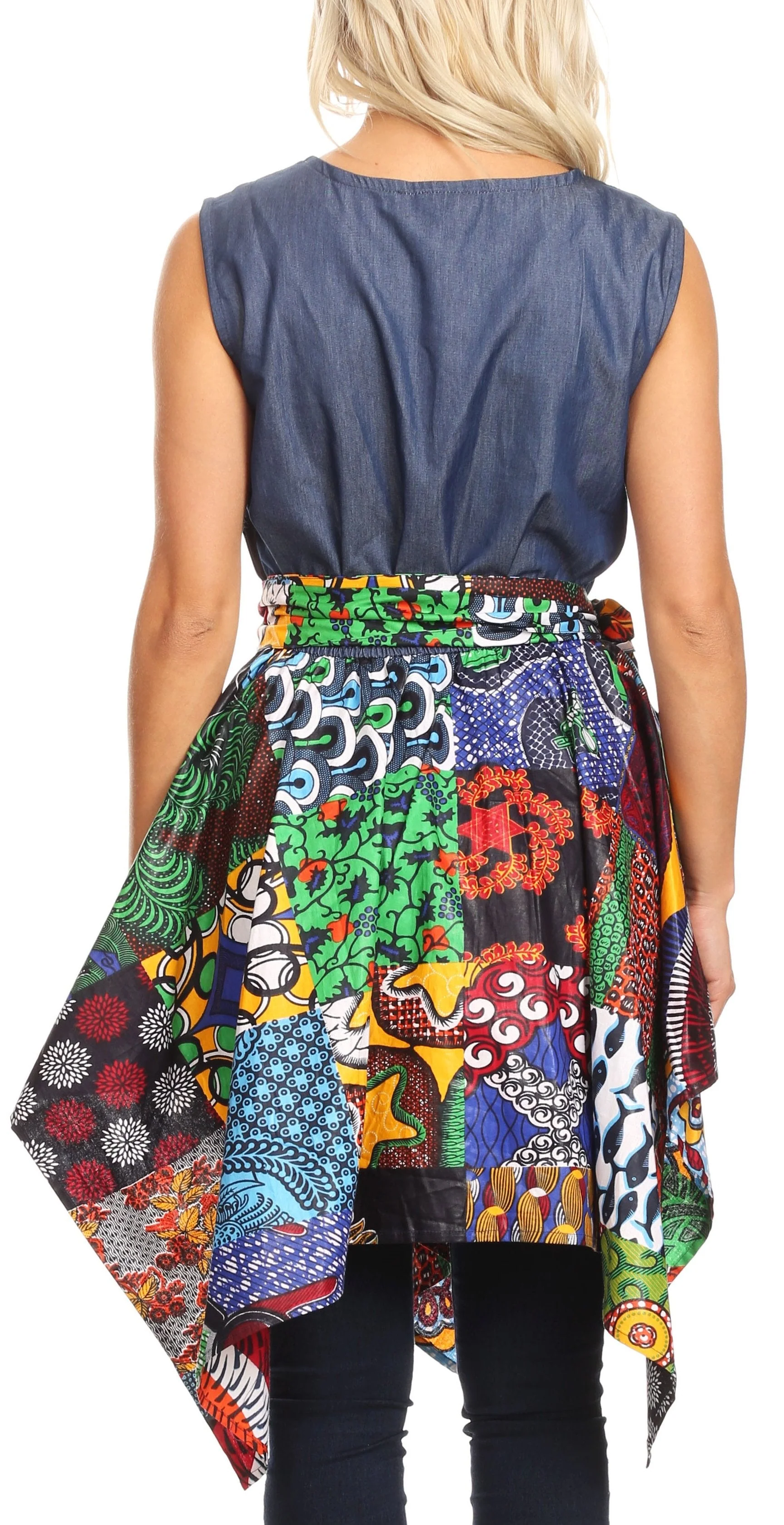 Sakkas Lani Womens Cocktail Sleeveless Hi-Lo Dress in African Print w/Pockets - Image 7