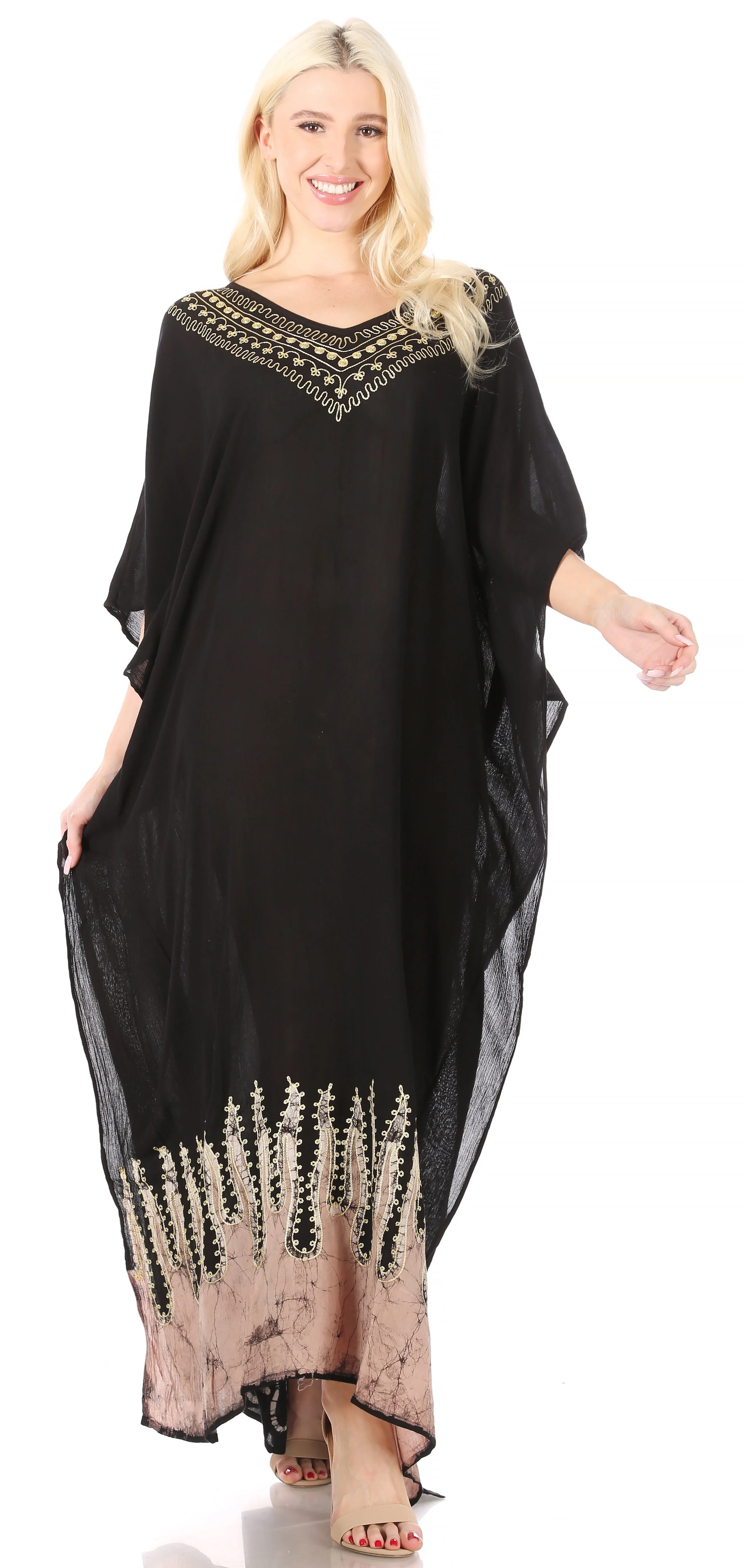 Sakkas Leonor Women's Boho Casual Long Maxi Caftan Dress Kaftan Cover-up LougeWear - Image 25