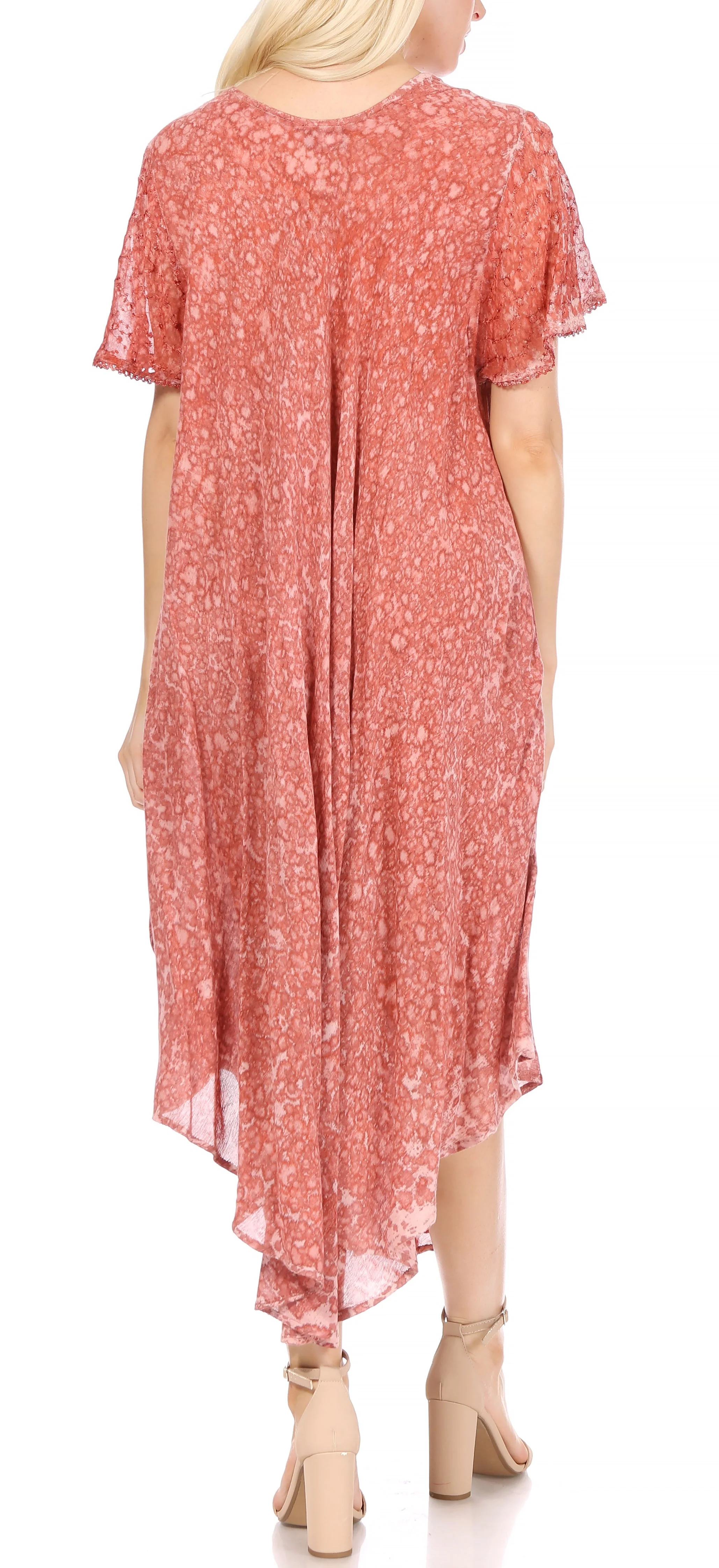 Sakkas Lila Freckled Dyed Cap Sleeve Scoopneck Long Caftan Dress / Cover Up - Image 12