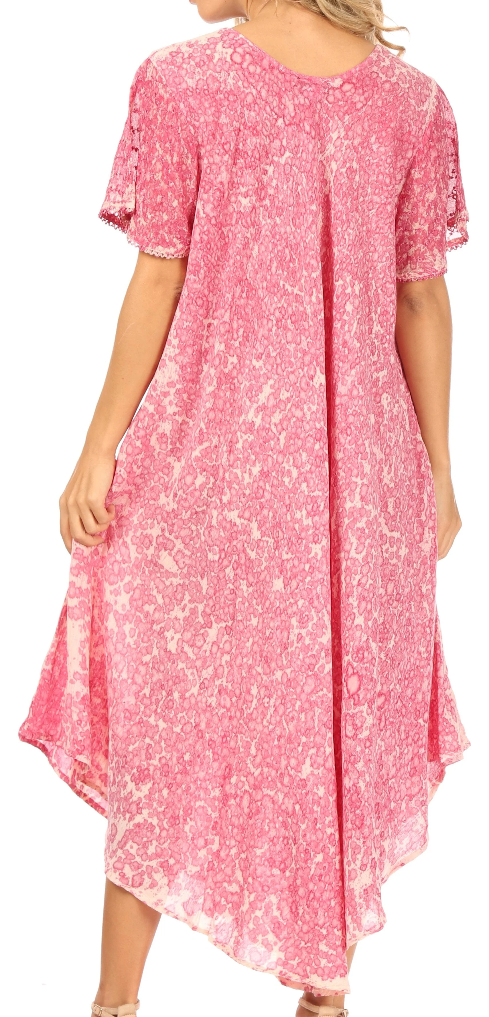 Sakkas Lila Freckled Dyed Cap Sleeve Scoopneck Long Caftan Dress / Cover Up - Image 2