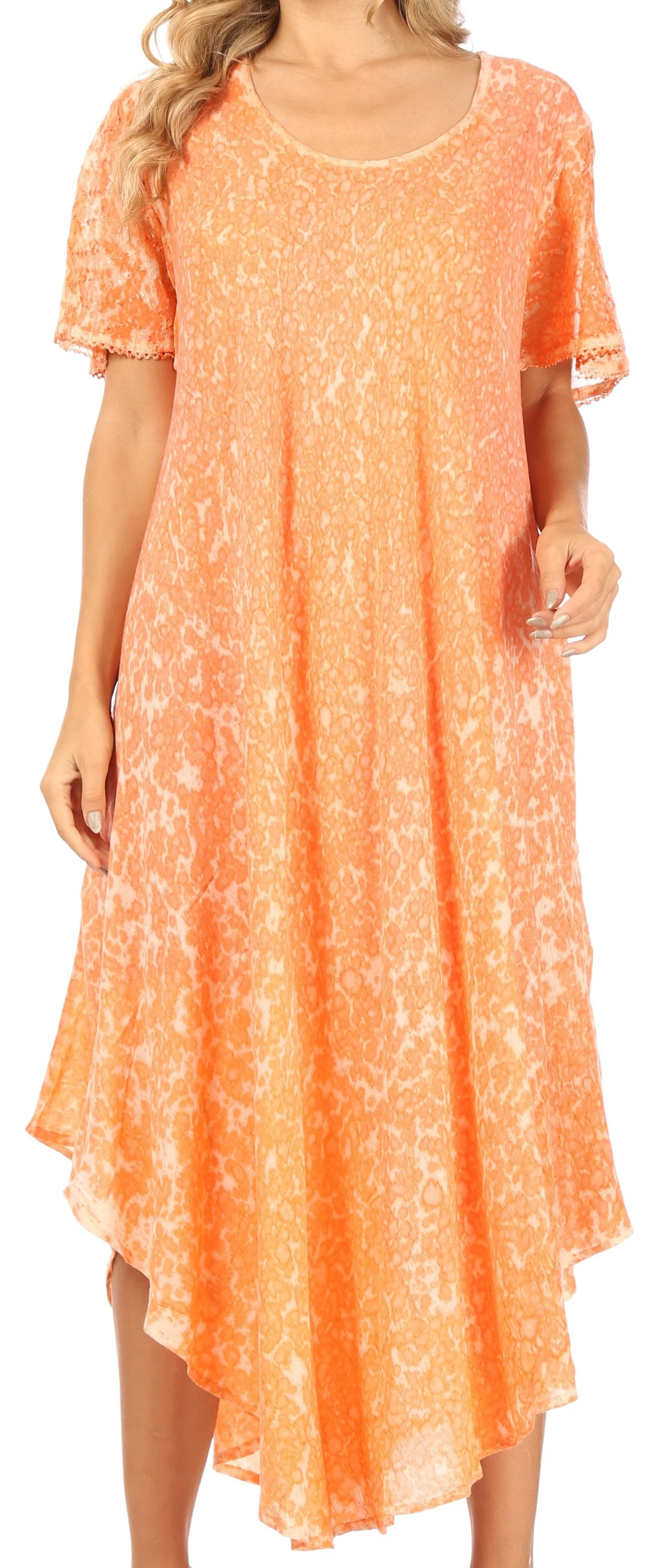 Sakkas Lila Freckled Dyed Cap Sleeve Scoopneck Long Caftan Dress / Cover Up - Image 21