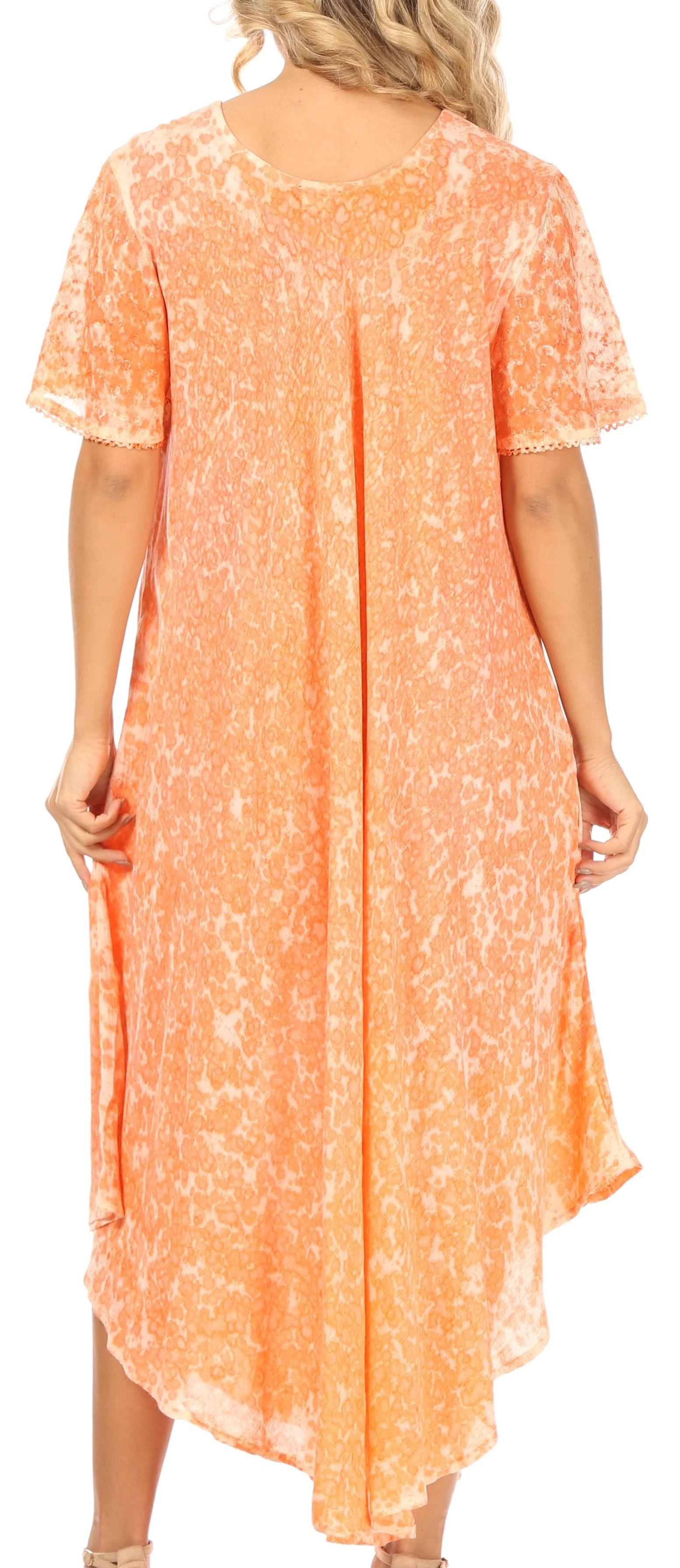Sakkas Lila Freckled Dyed Cap Sleeve Scoopneck Long Caftan Dress / Cover Up - Image 22