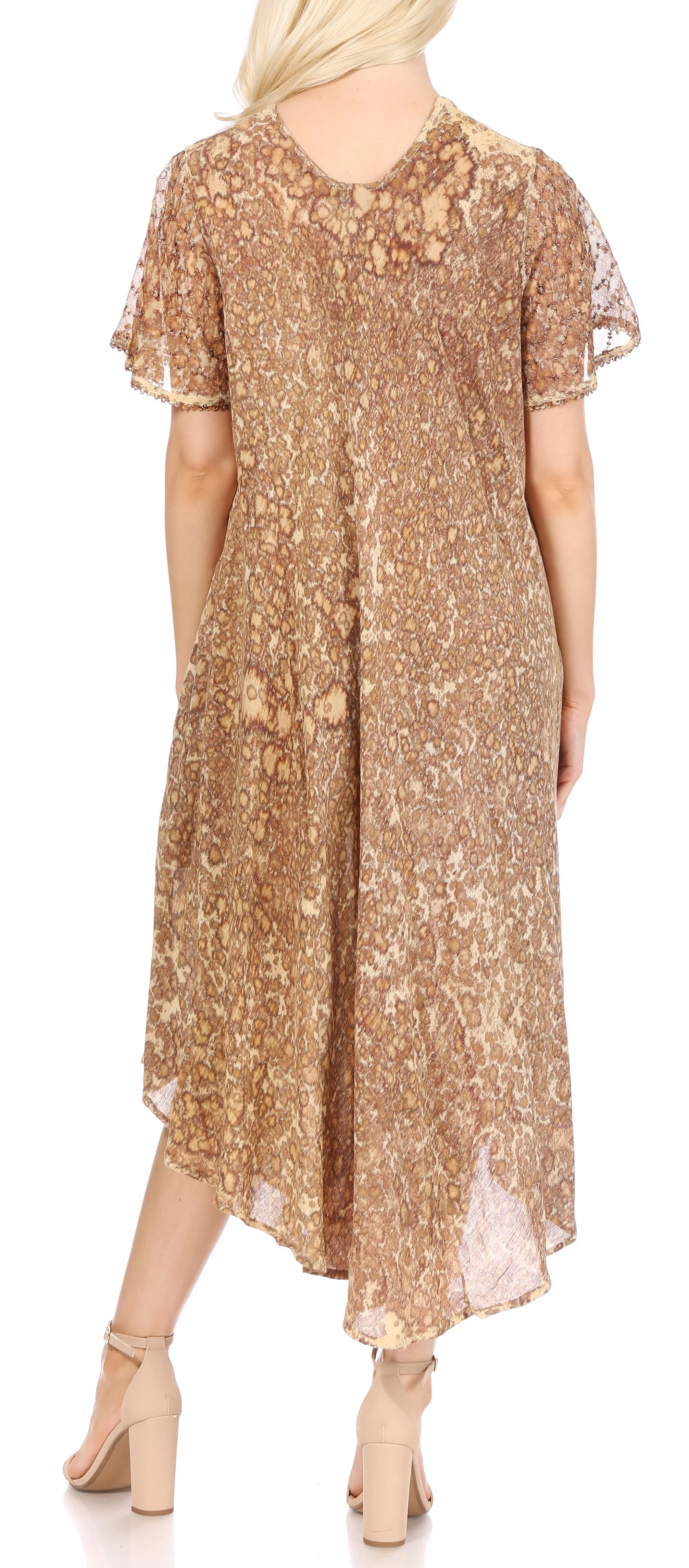 Sakkas Lila Freckled Dyed Cap Sleeve Scoopneck Long Caftan Dress / Cover Up - Image 27