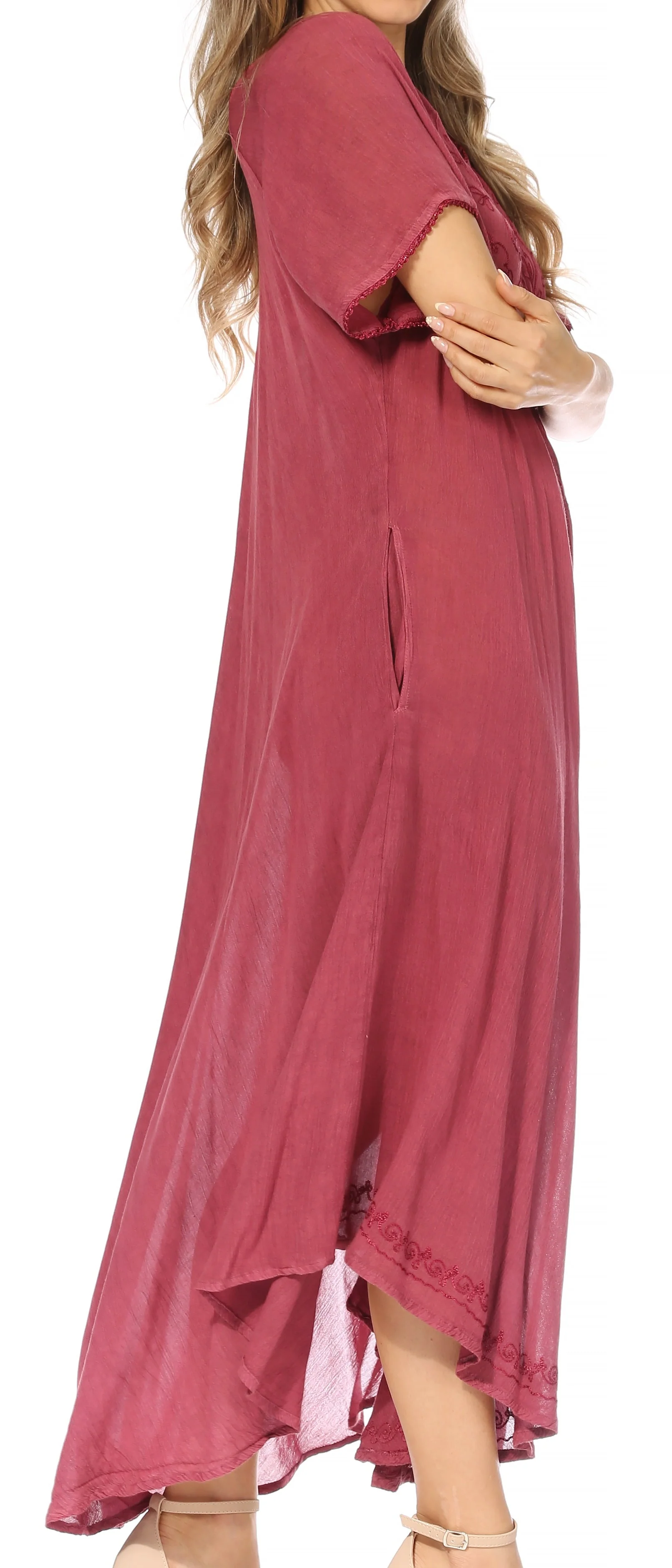 Sakkas Lilia Embroidered Lace Up Bodice Relaxed Fit  Maxi Sun Dress - Image 112